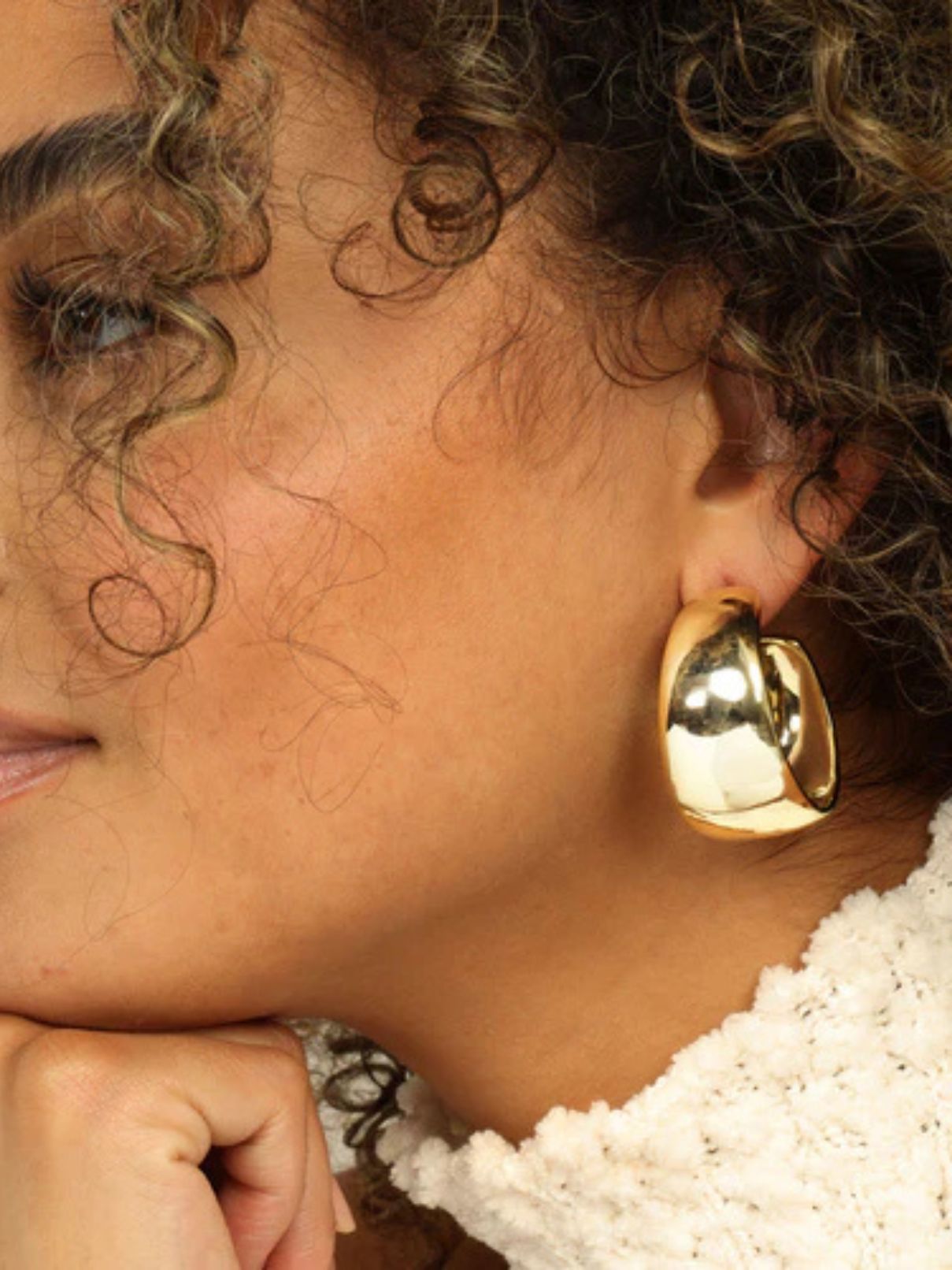 Melinda Maria She's So Smooth Mama Hoops in Gold
