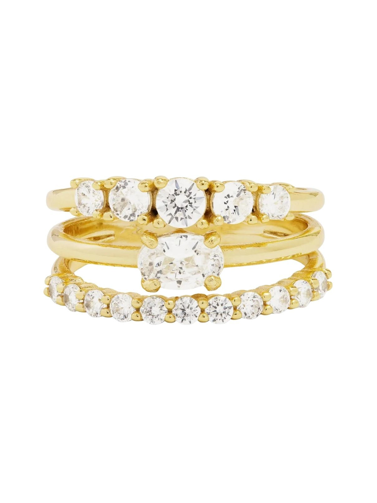 Melinda Maria She's So Stacked Ring in Gold/White Diamondettes