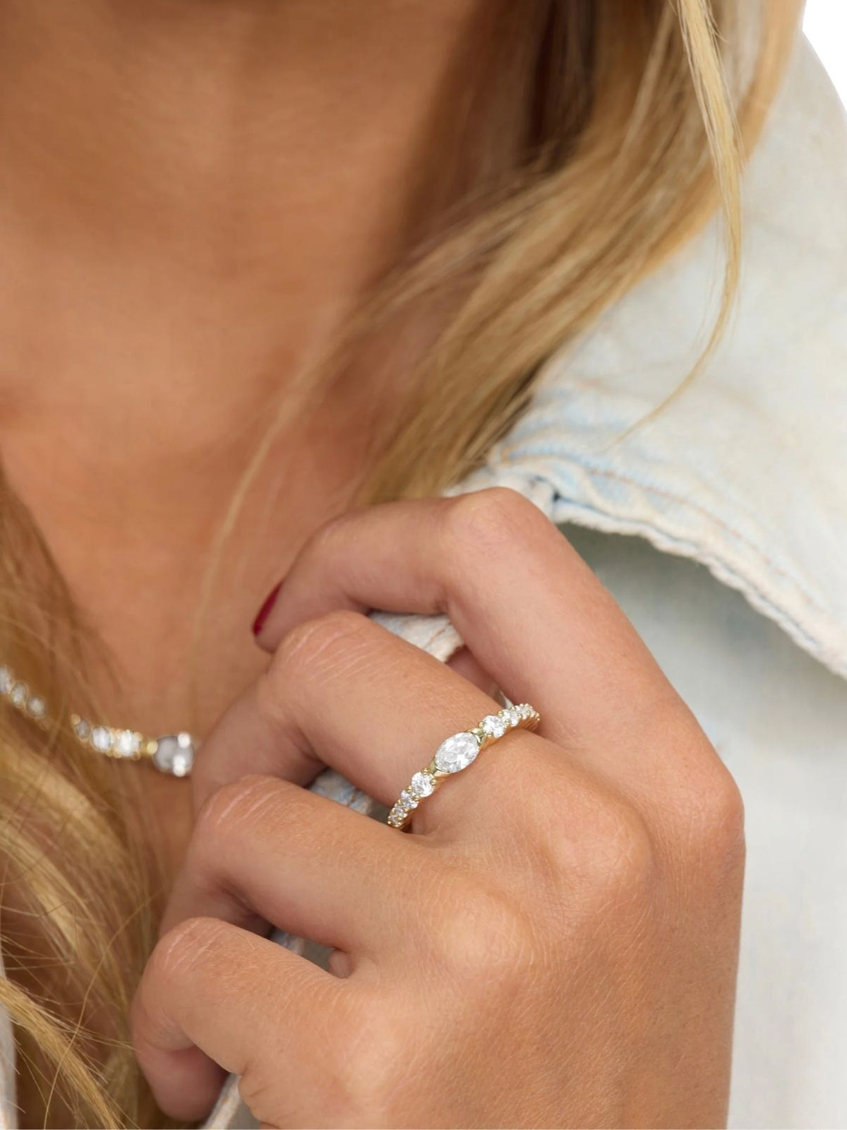Melinda Maria The Maven Ring in Gold/White Diamondettes
