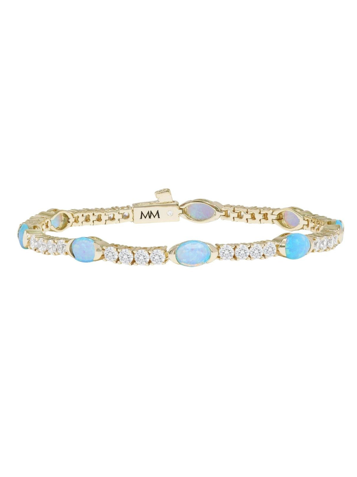 Melinda Maria The Maven Tennis Bracelet 3mm in Gold/Blue Opal