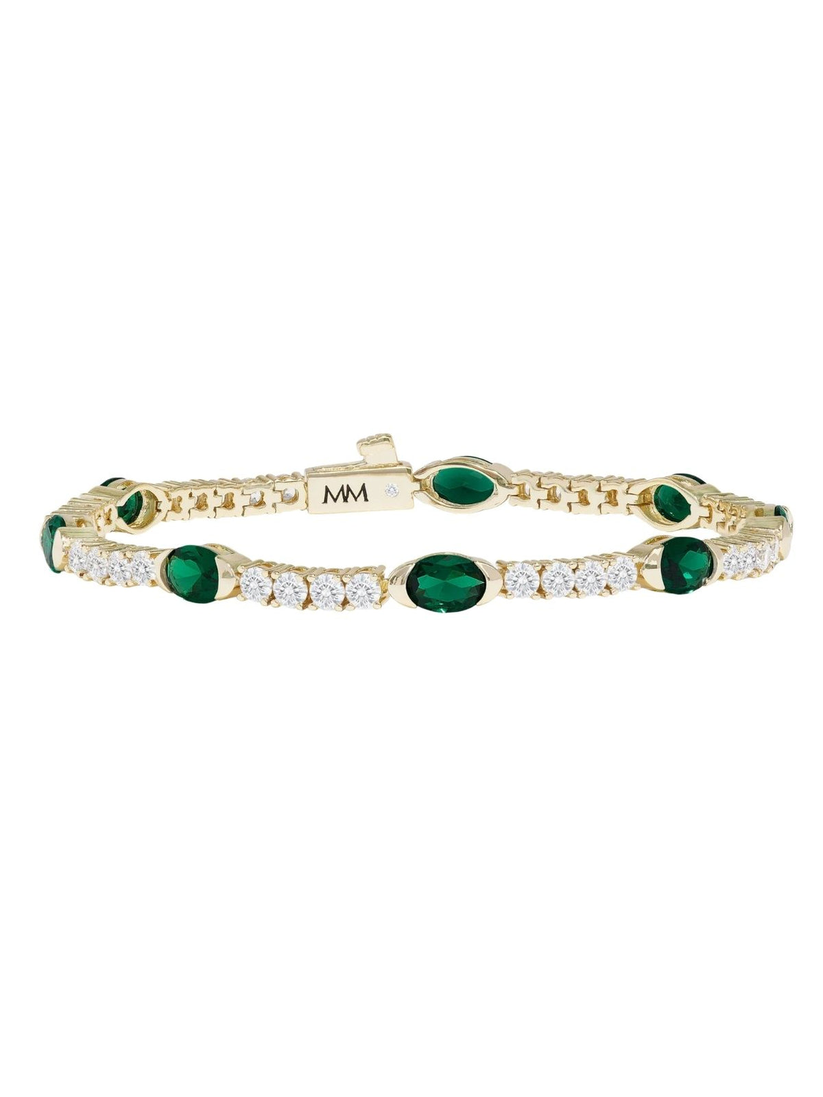 Melinda Maria The Maven Tennis Bracelet 3mm in Gold/Emerald