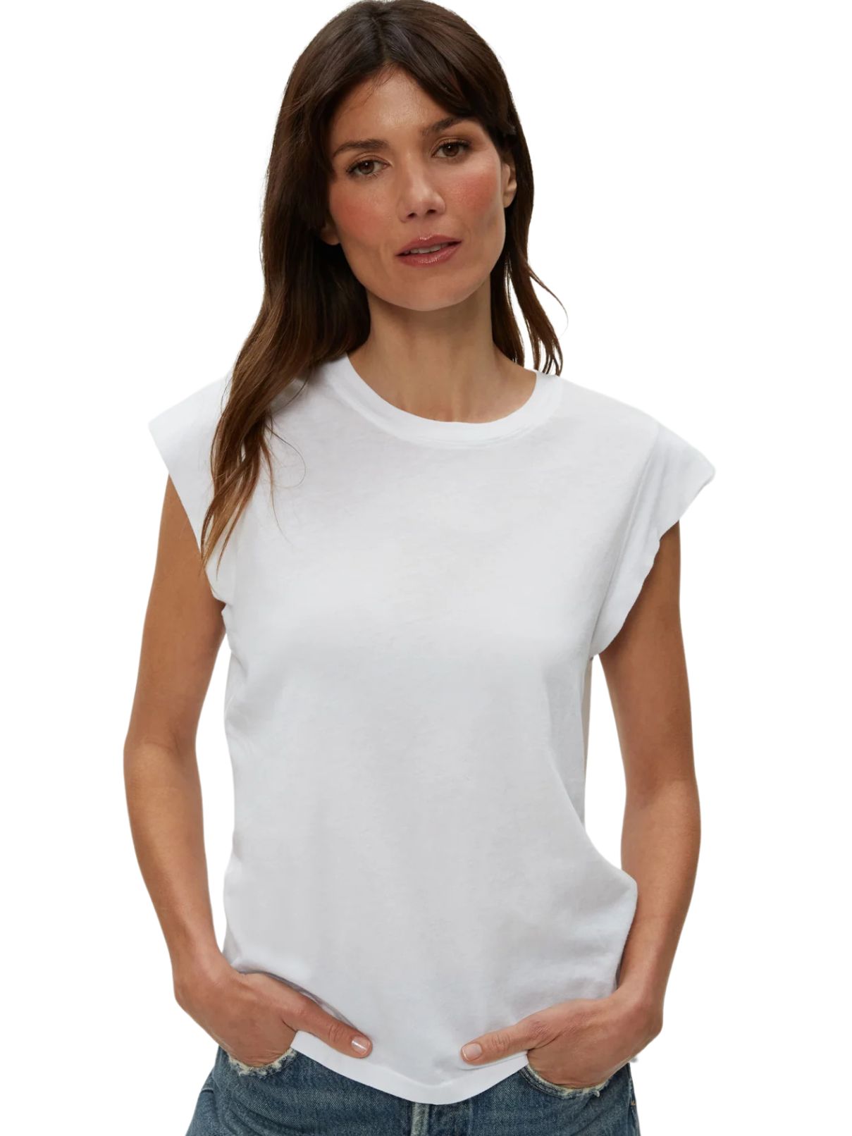 Michael Stars 100% Cotton Joey High Crew in White