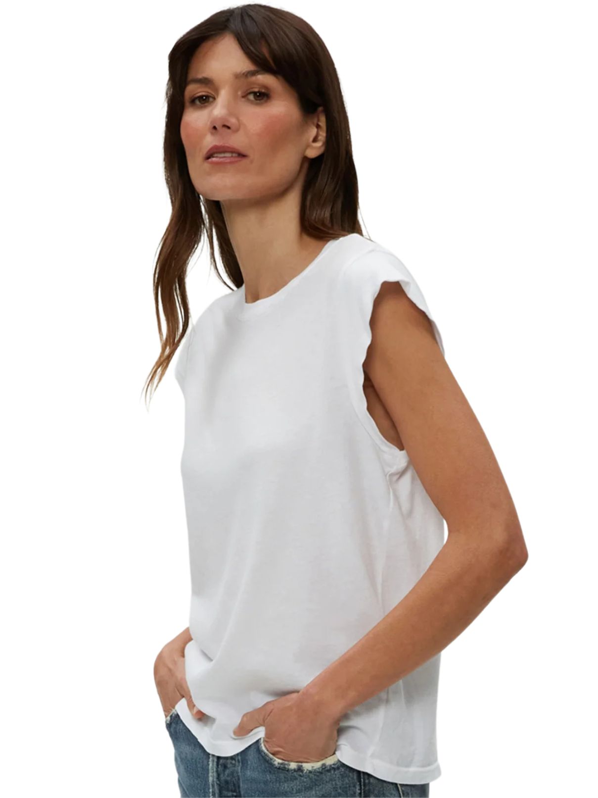 Michael Stars 100% Cotton Joey High Crew in White