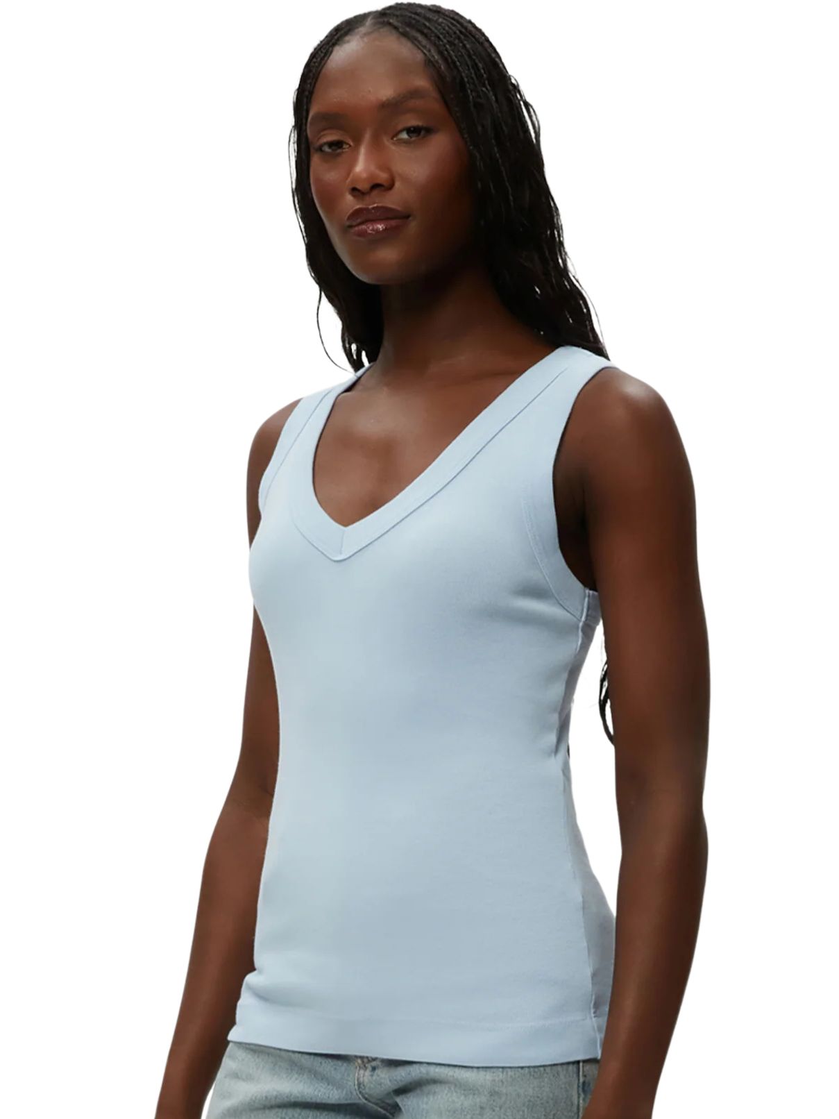 Michael Stars 100% Cotton Maya V Neck Tank in Fountain