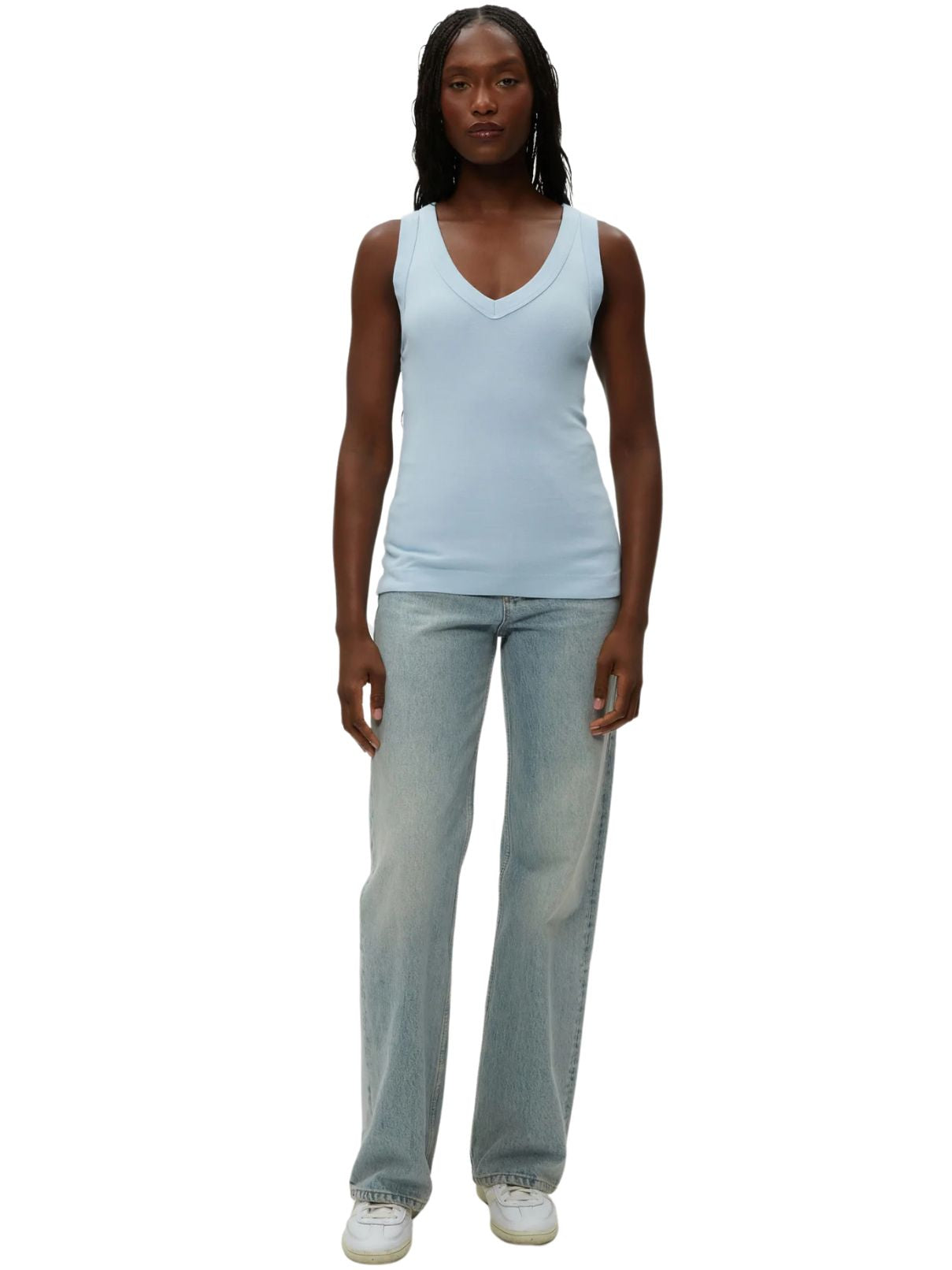 Michael Stars 100% Cotton Maya V Neck Tank in Fountain