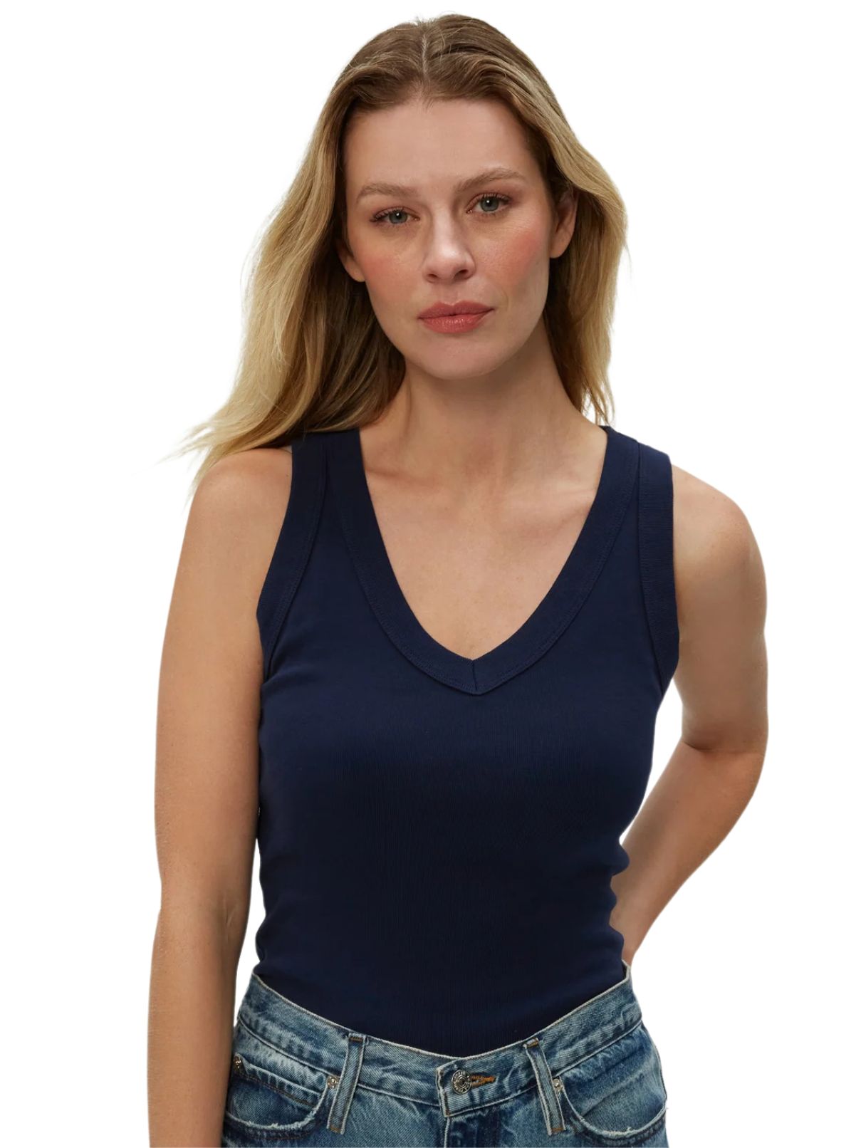 Michael Stars 100% Cotton Maya V Tank in Nocturnal