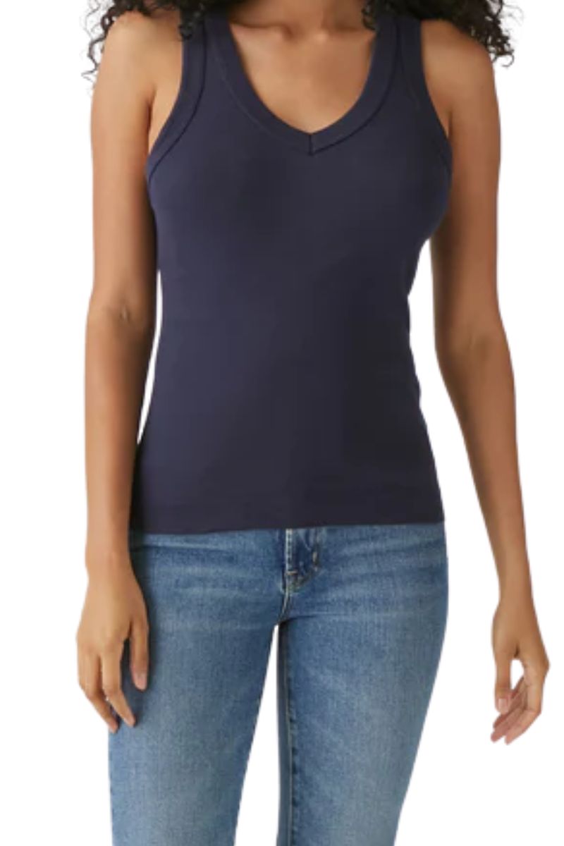 Michael Stars 100% Cotton Maya Vneck Tank in Admiral