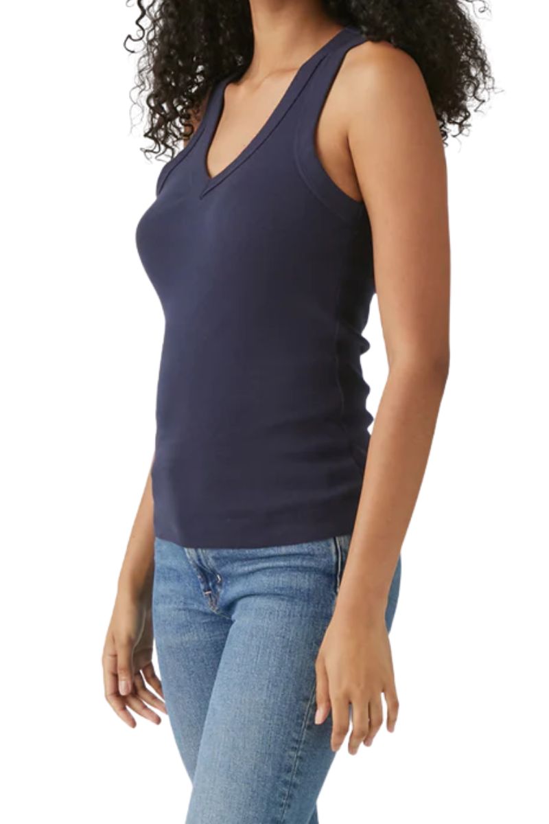 Michael Stars 100% Cotton Maya Vneck Tank in Admiral