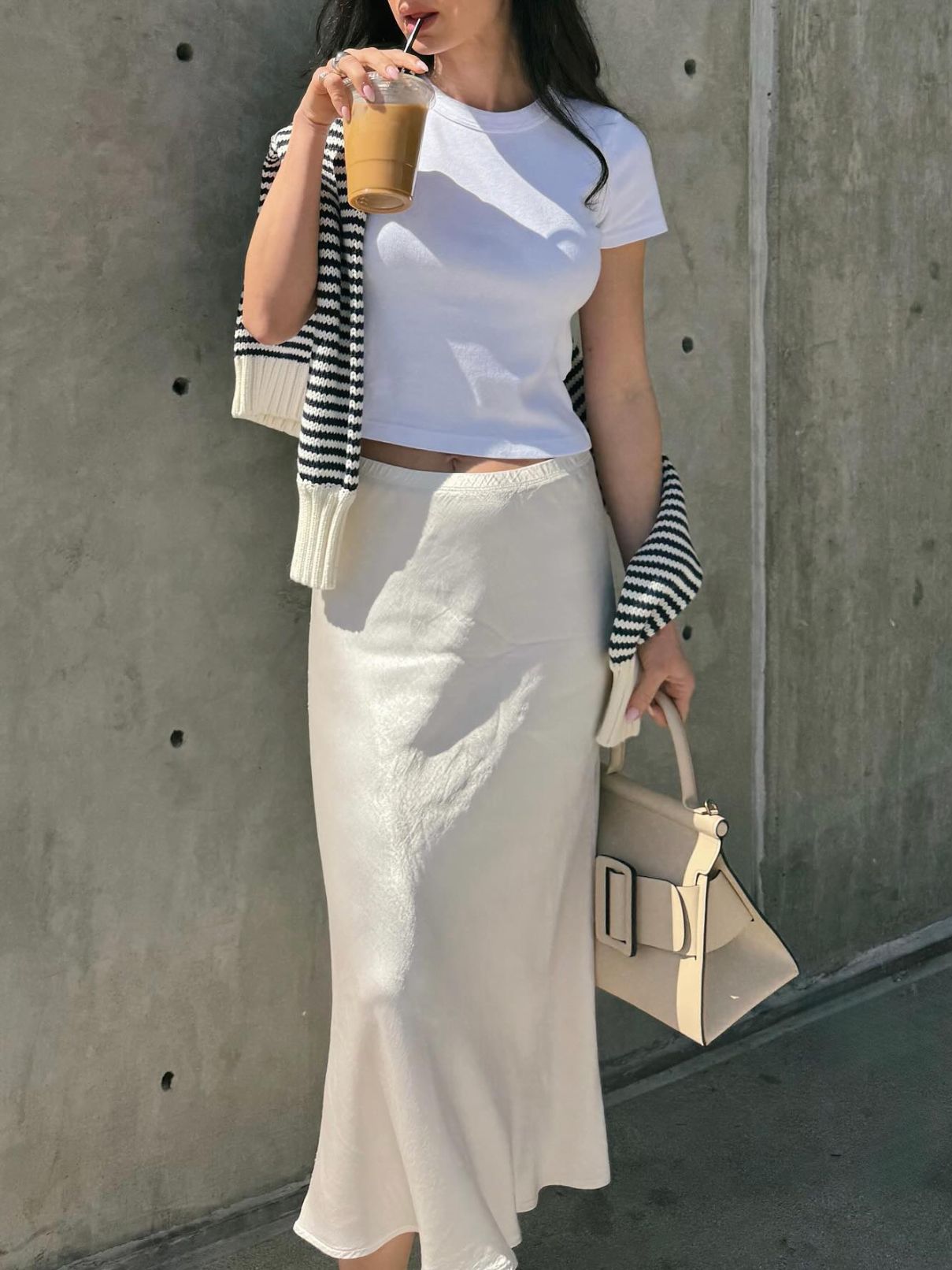 Michael Stars 100% Cotton Mimi Crop Tee in White