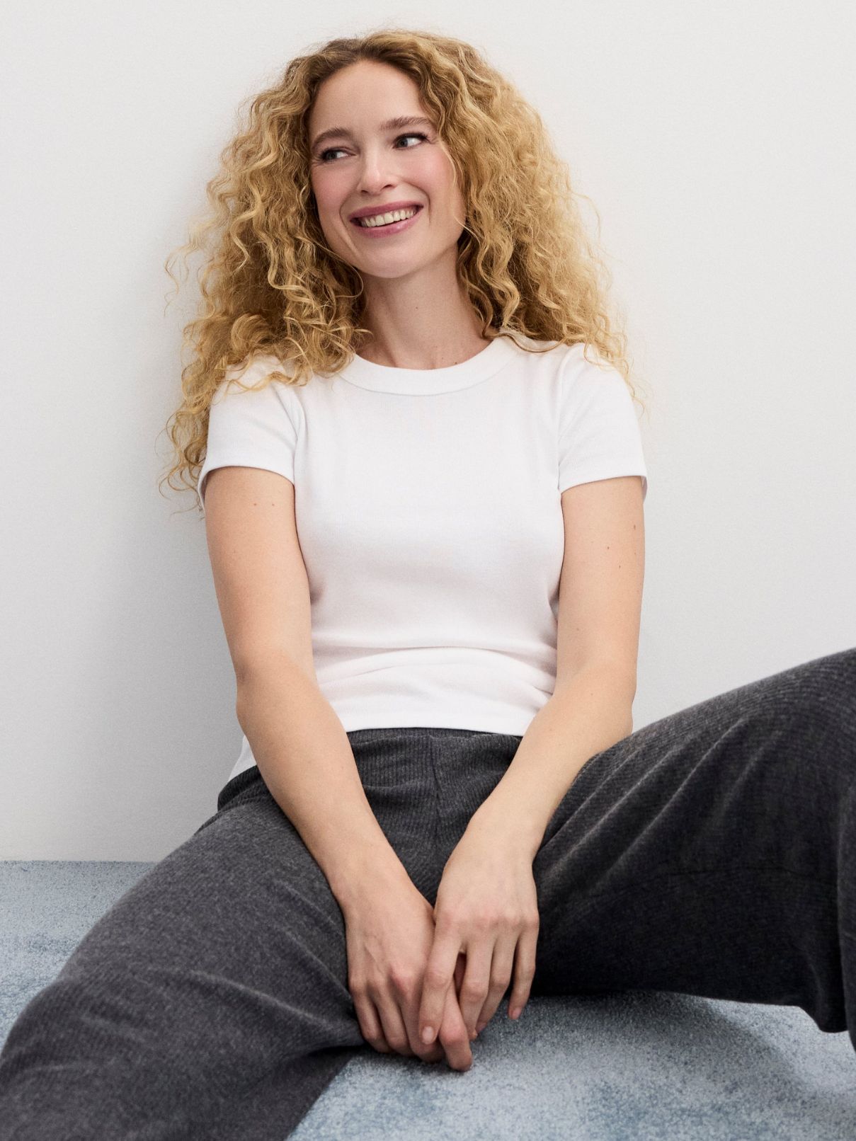 Michael Stars 100% Cotton Mimi Crop Tee in White