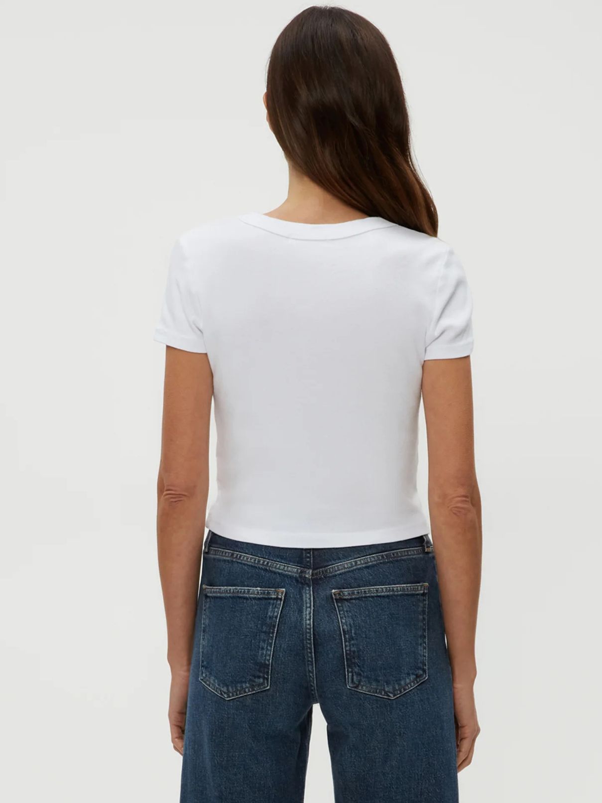 Michael Stars 100% Cotton Mimi Crop Tee in White