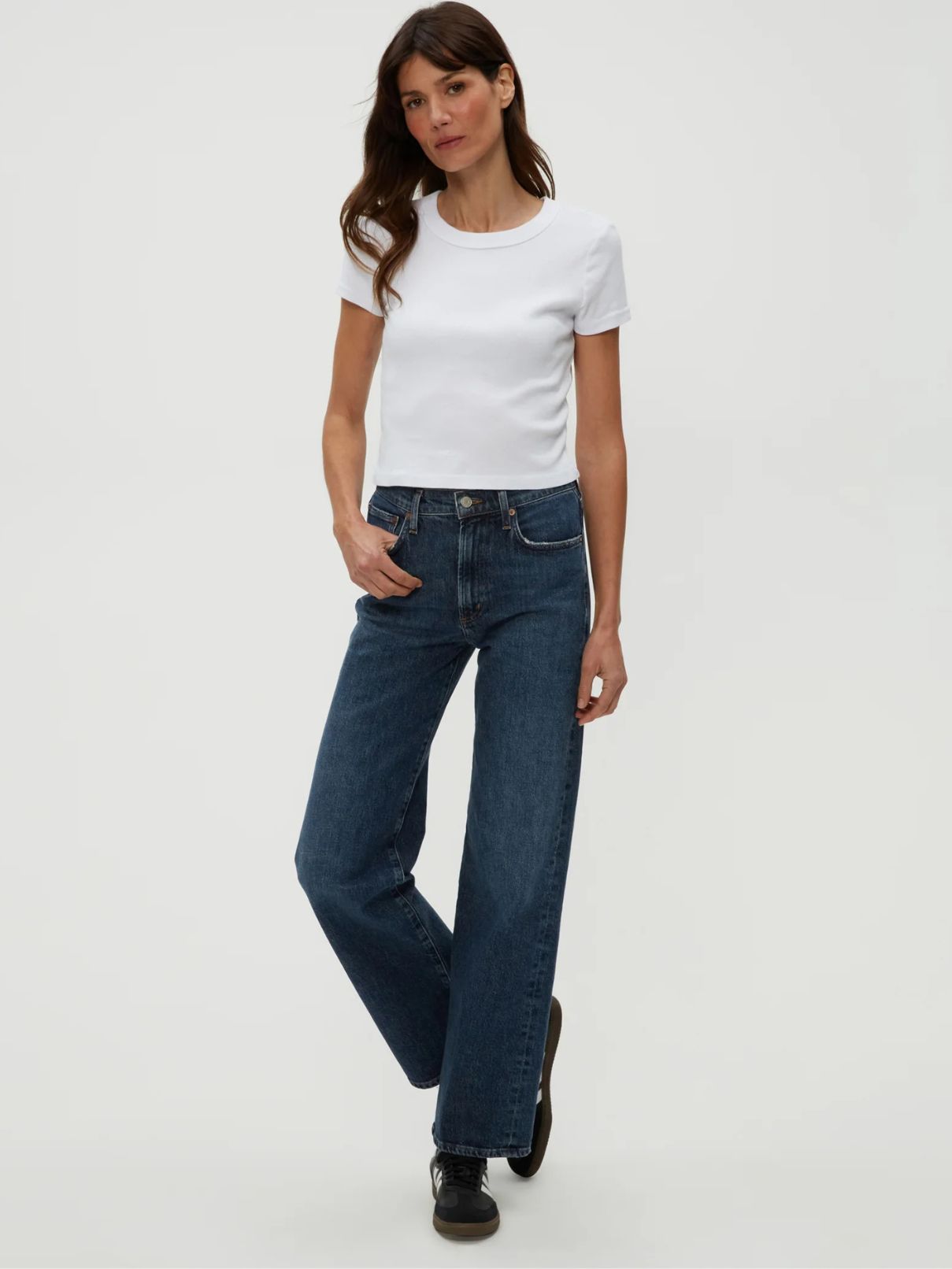 Michael Stars 100% Cotton Mimi Crop Tee in White