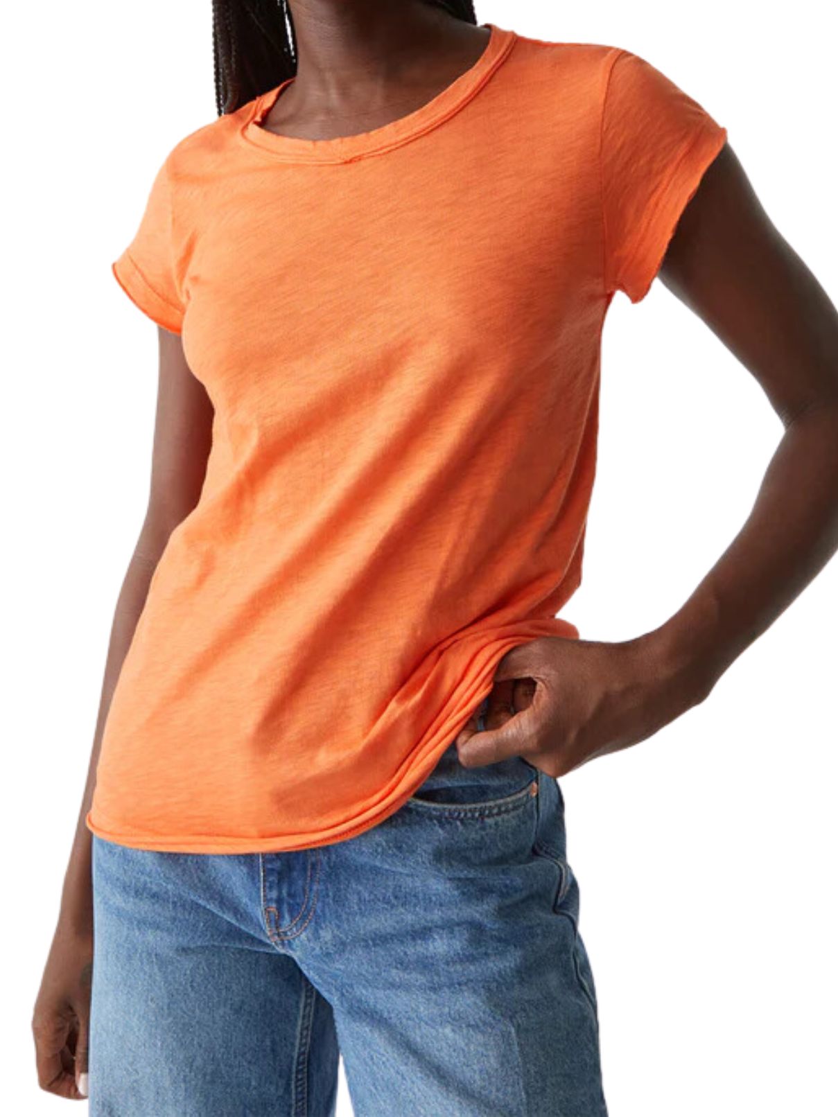 Michael Stars 100% Cotton Trudy Cap Crew Tee in Heatwave
