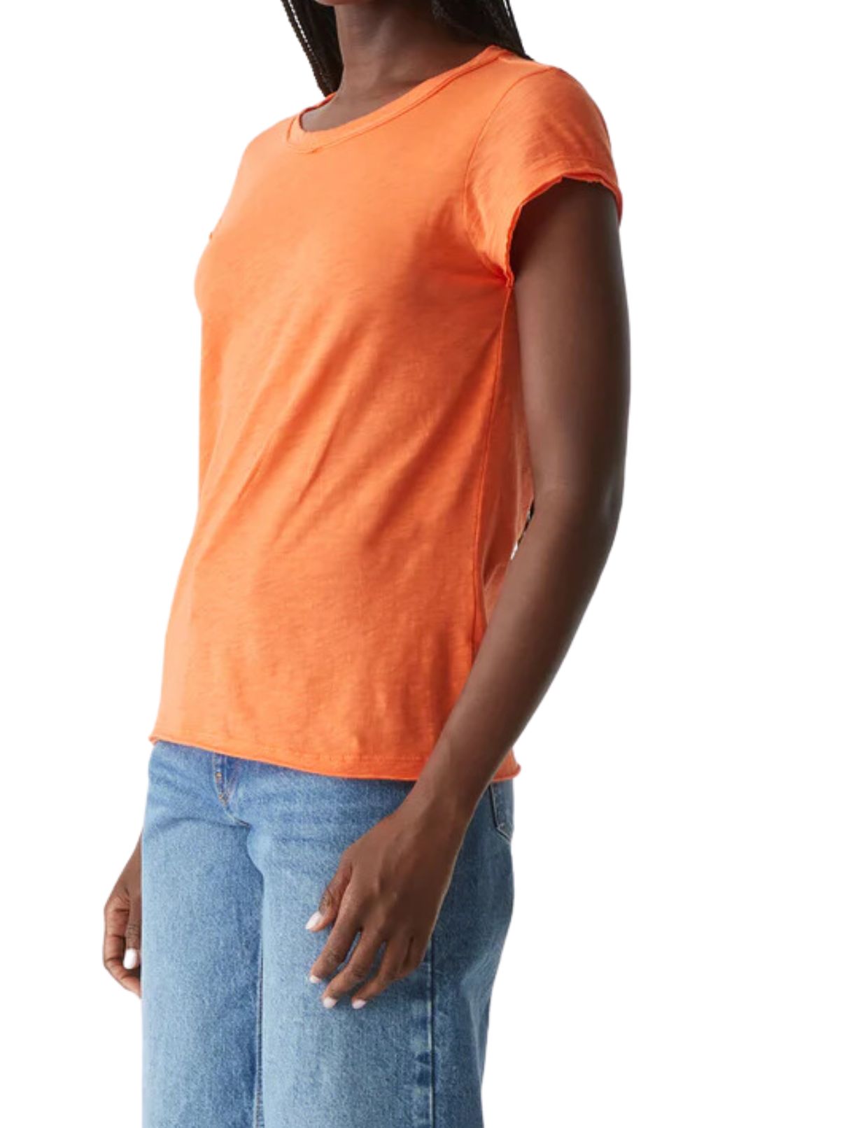 Michael Stars 100% Cotton Trudy Cap Crew Tee in Heatwave