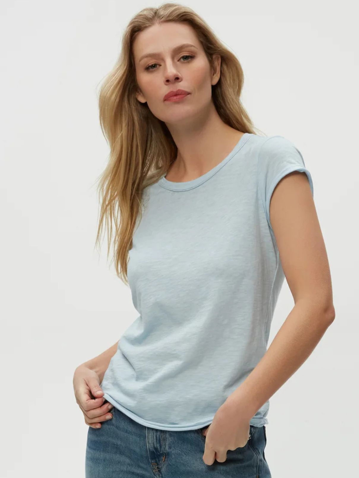Michael Stars 100% Cotton Trudy Crew Tee in Fountain