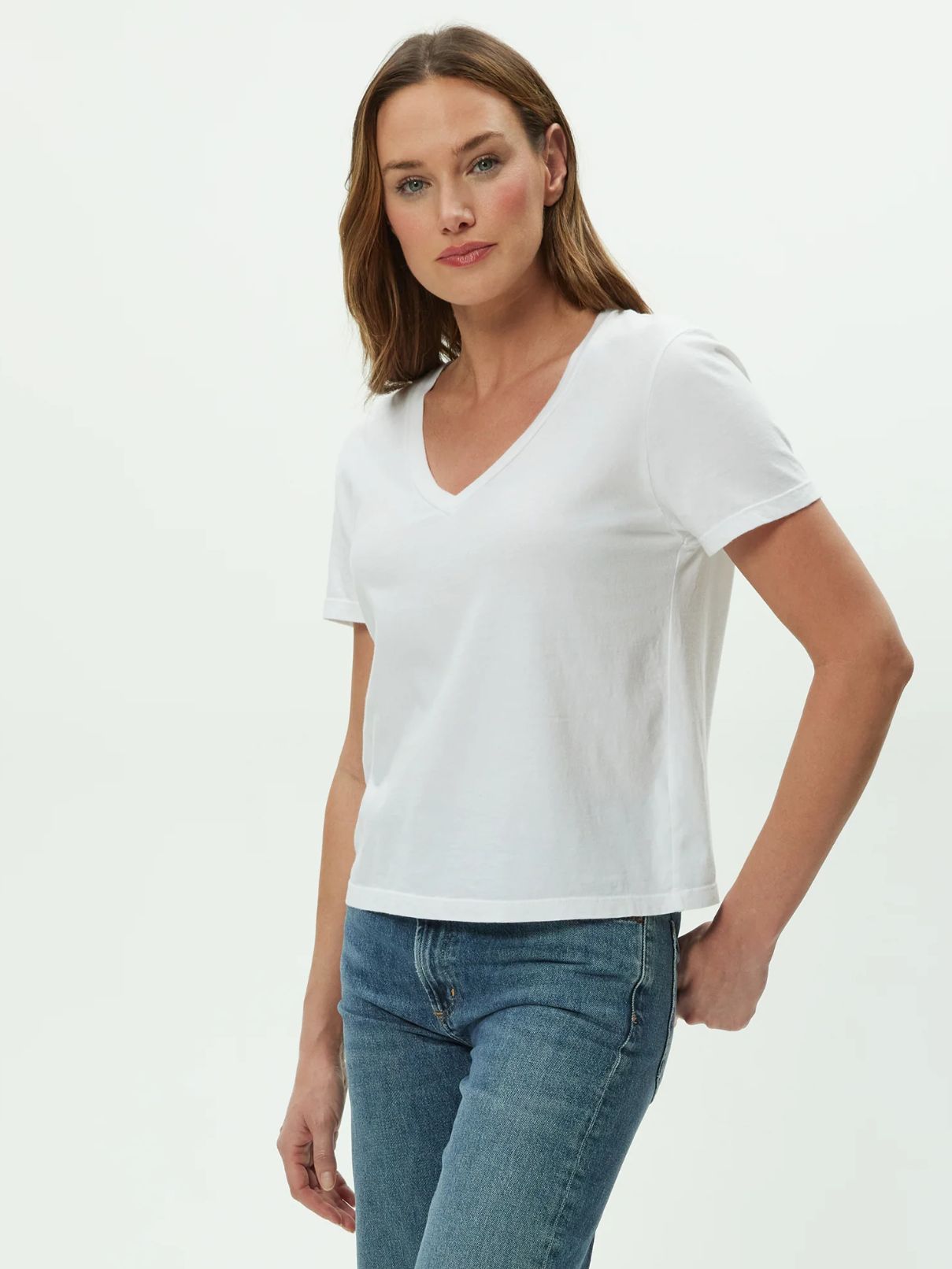 Michael Stars Daria V-Neck Tee White