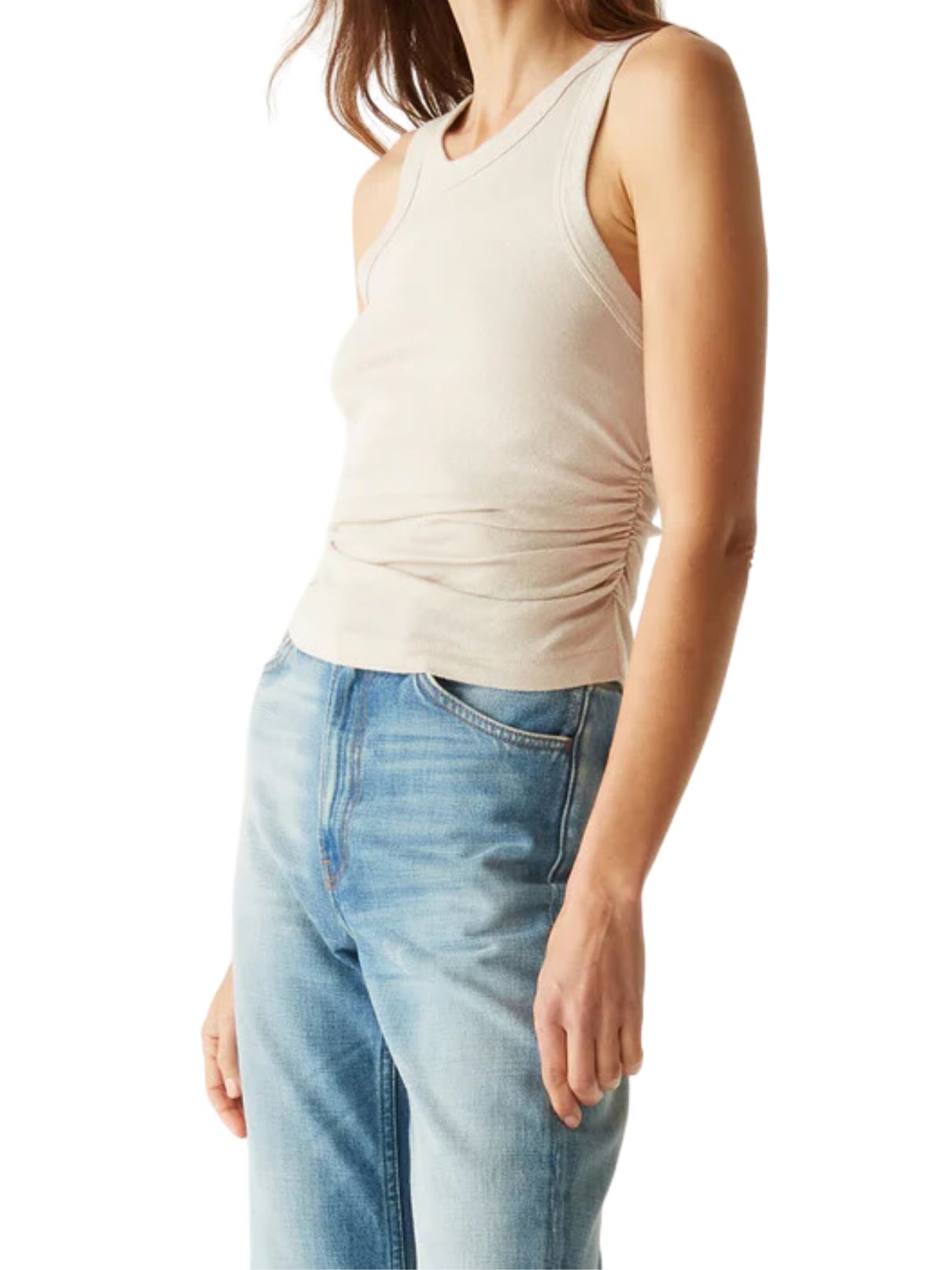 Michael Stars Ella Crop Tank in Cement Shine