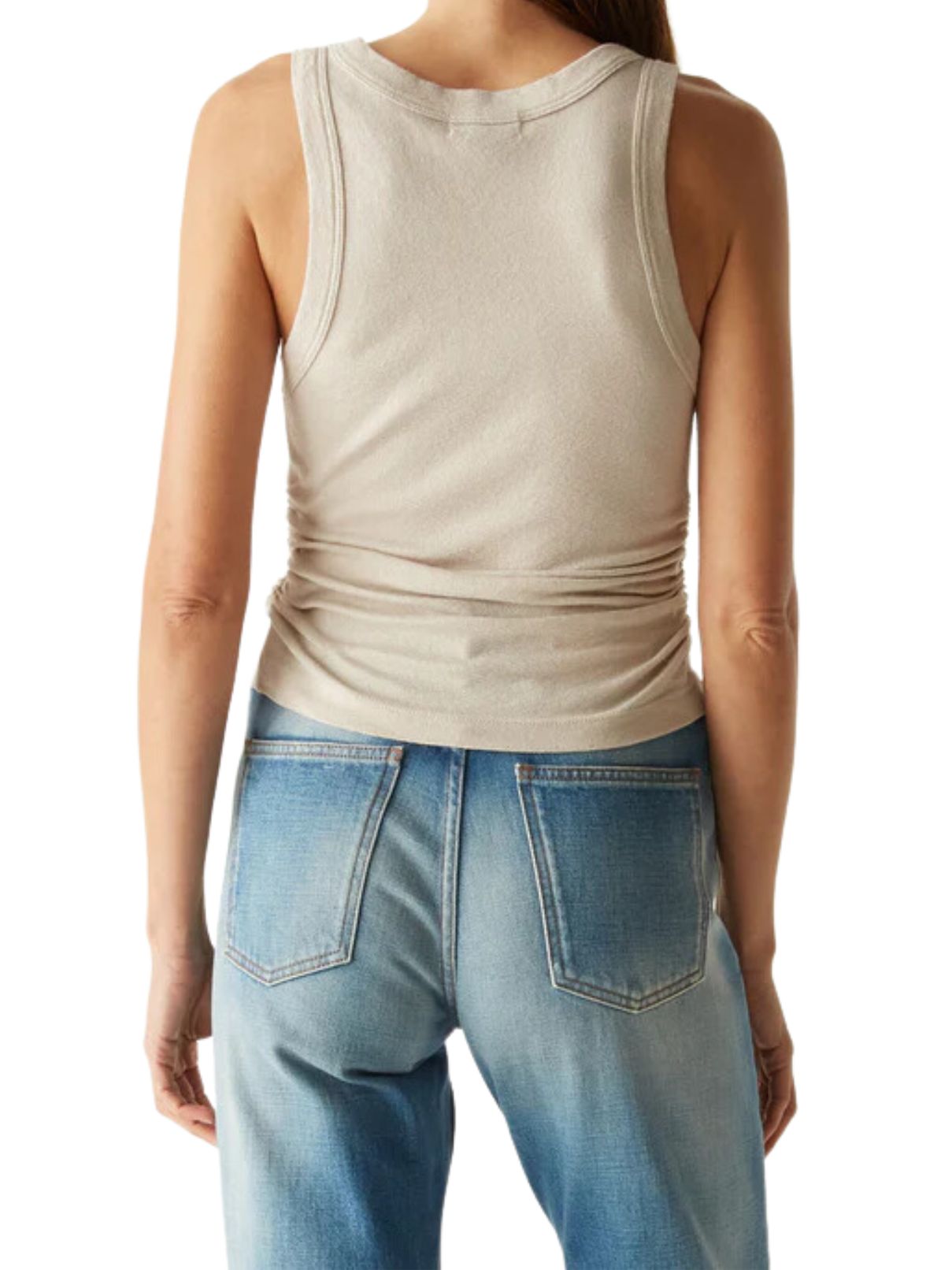 Michael Stars Ella Crop Tank in Cement Shine
