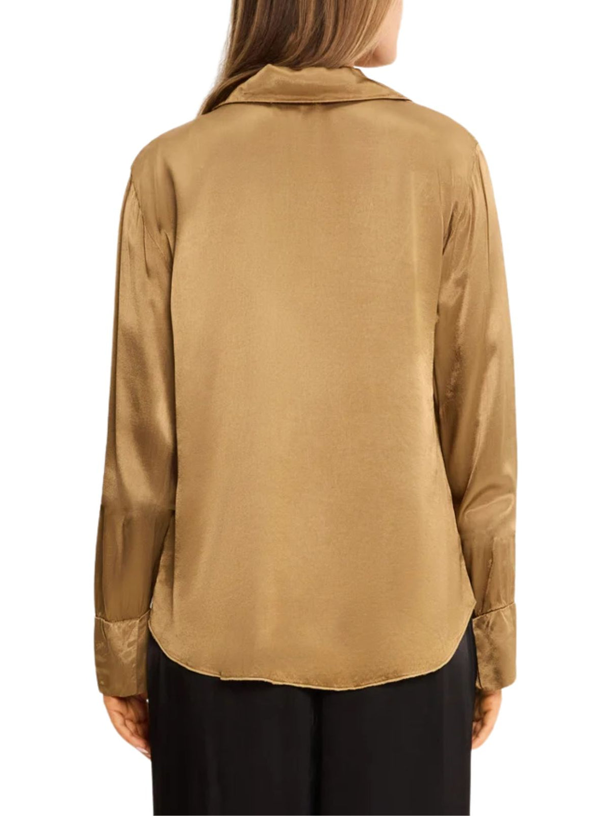 Michael Stars Everly Satin Collared Top in Gold