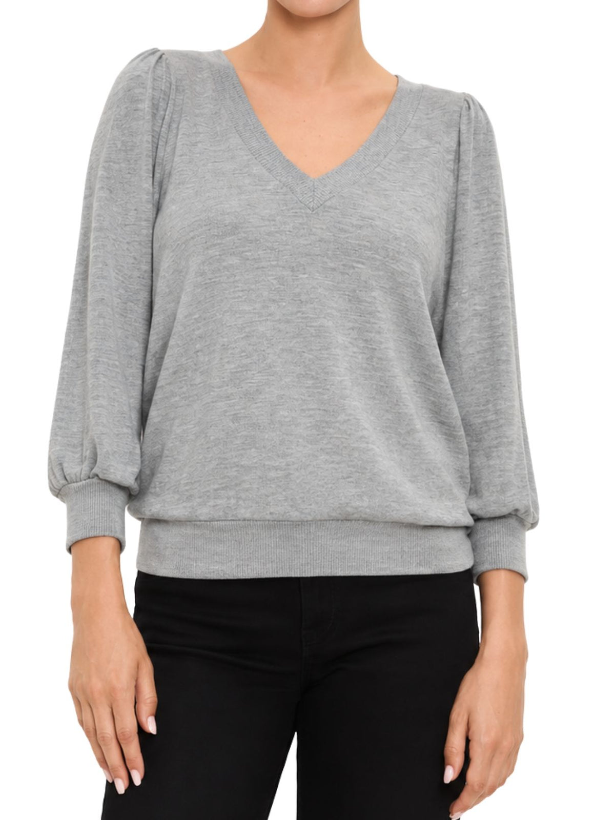 Michael Stars Gabriella V-Neck Top – Heather Grey