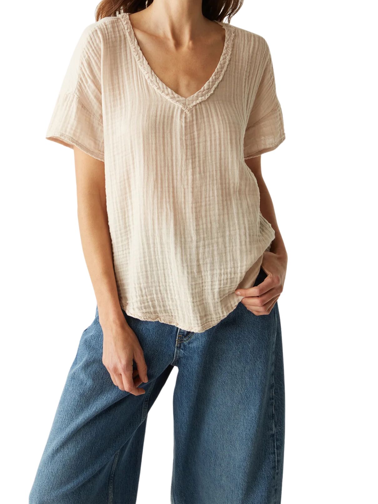 Michael Stars Gretna Relaxed Tee in Cement