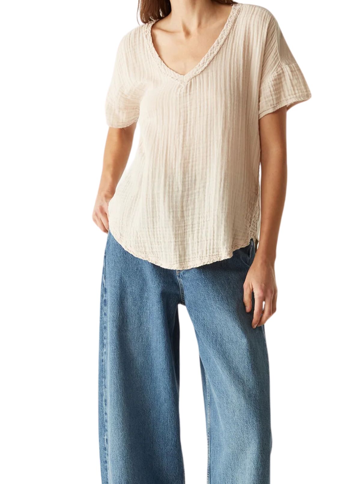 Michael Stars Gretna Relaxed Tee in Cement