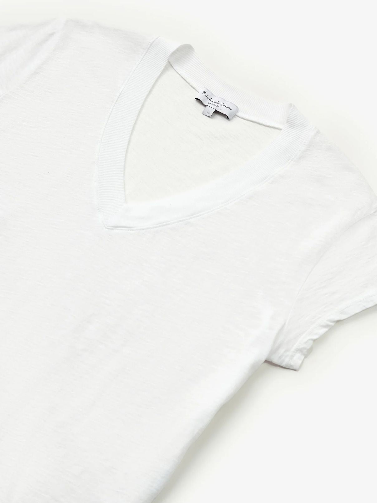 Michael Stars Harlan Cropped V-Nk Front Tee in White
