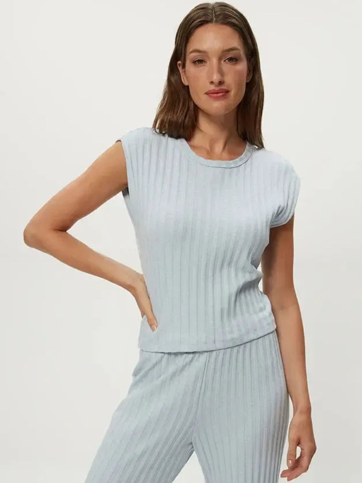 Michael Stars Jinny Power Shoulder Tee in Splash