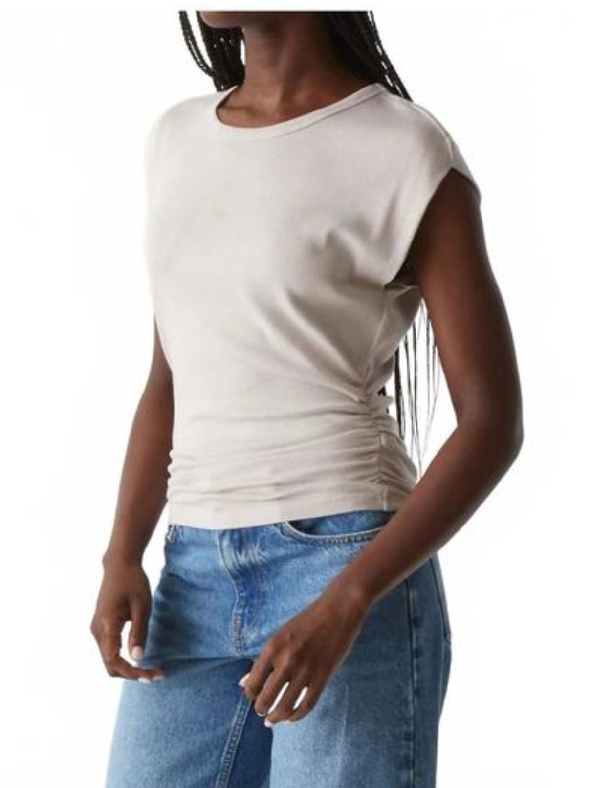 Michael Stars Joni Power Shoulder in Chalk