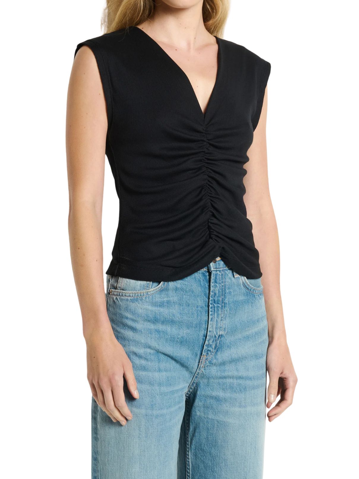 Michael Stars Lune Shirred Front Tank – Black
