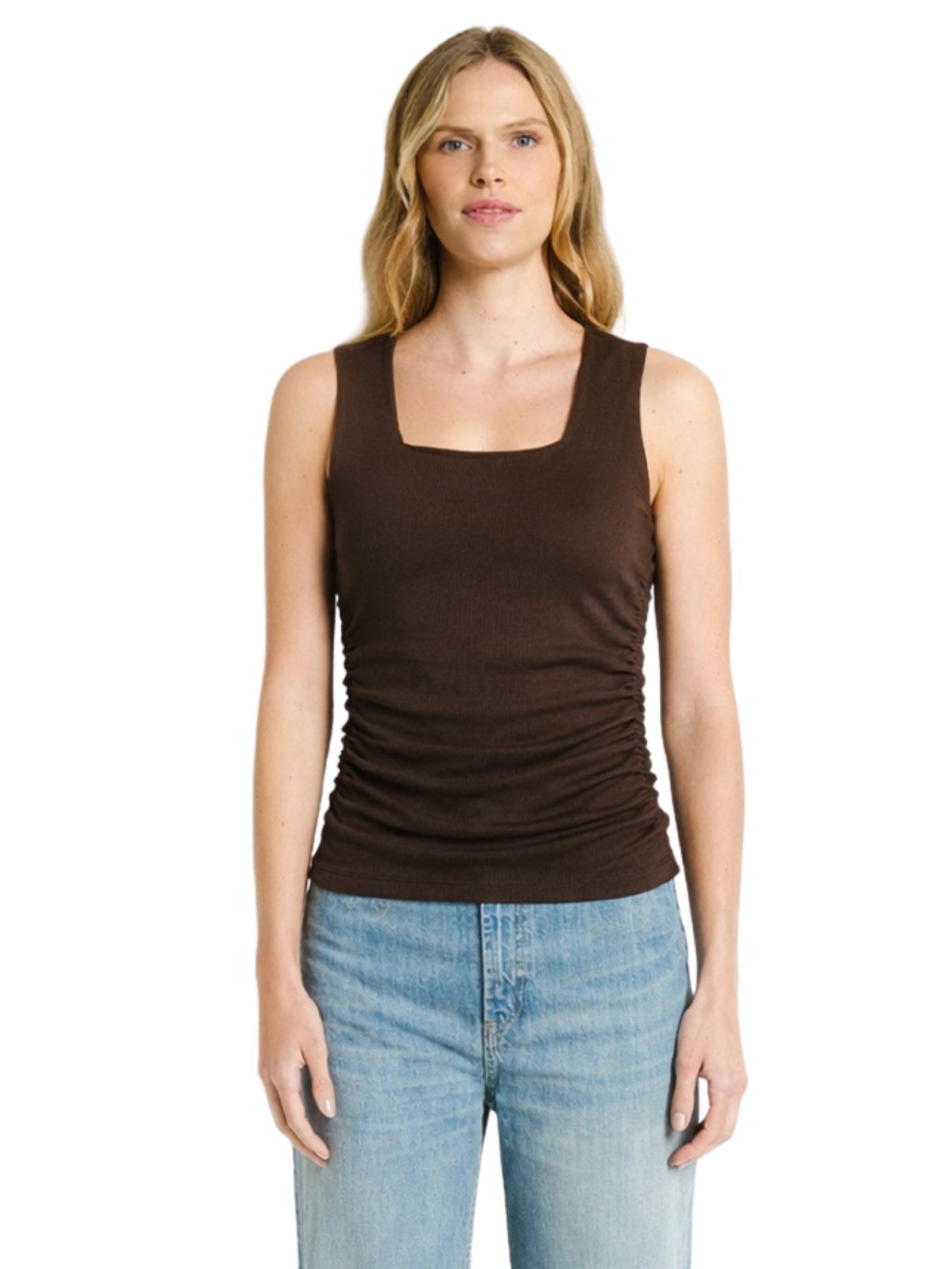 Michael Stars Maribel Square Neck Tank in Quicks Sand