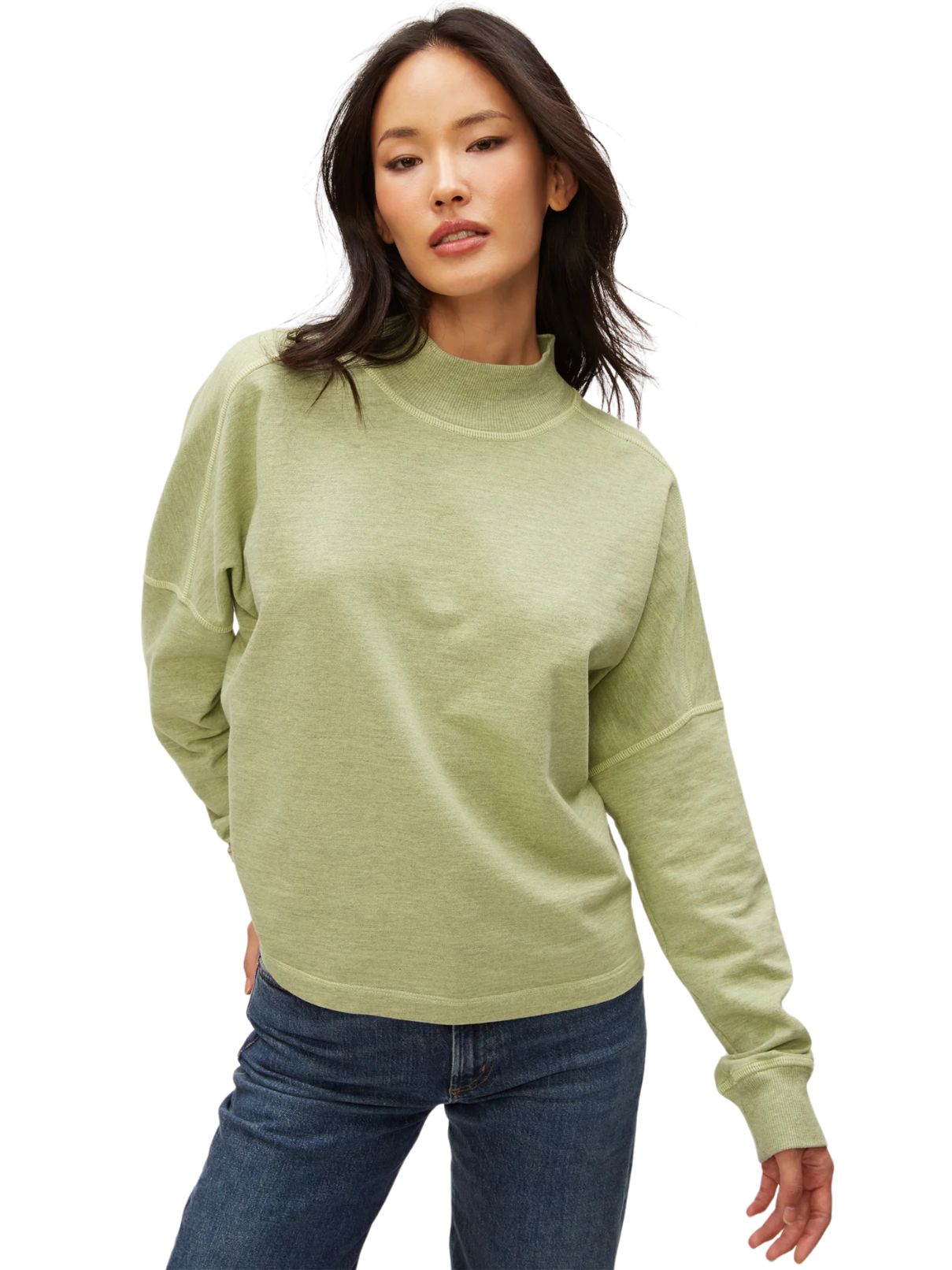 Michael Stars Mila Mock Neck Sweatshirt in Dew