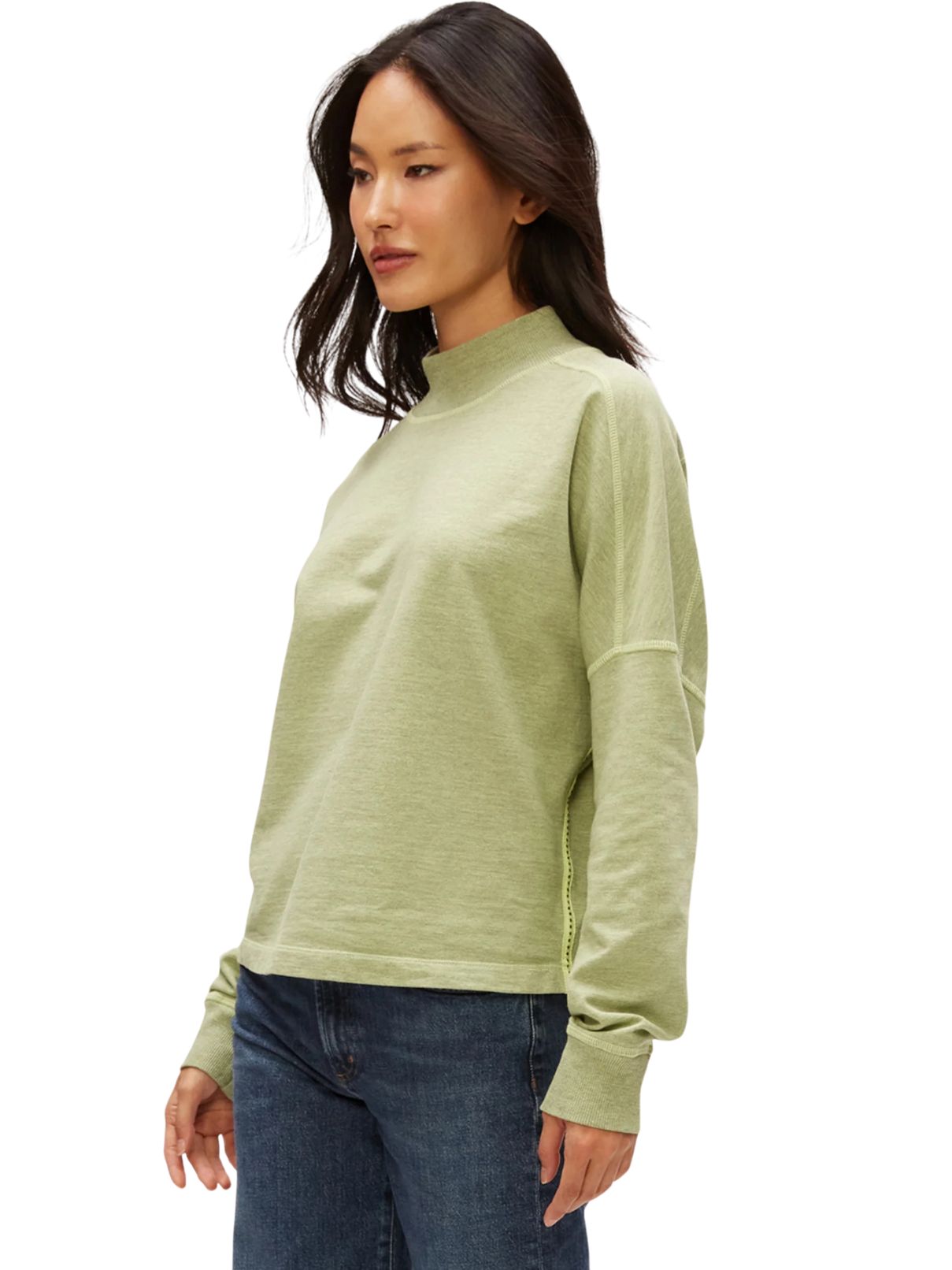 Michael Stars Mila Mock Neck Sweatshirt in Dew
