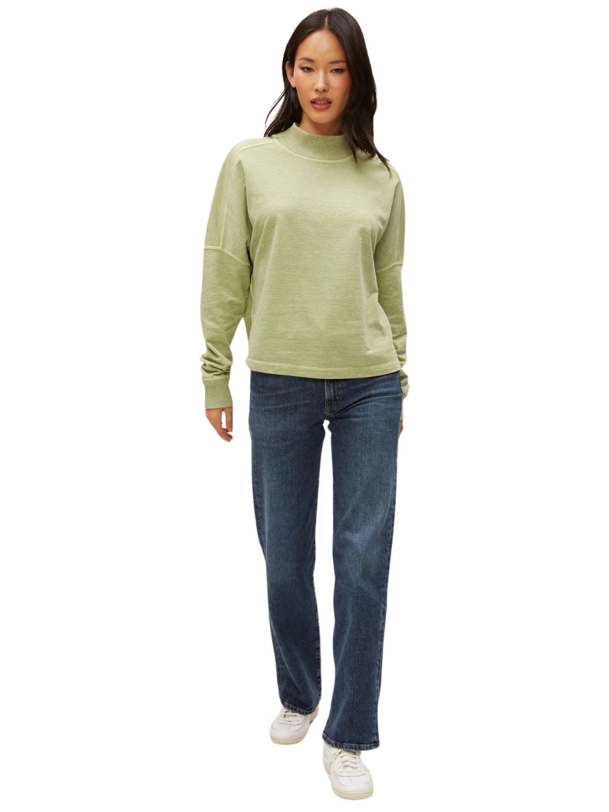 Michael Stars Mila Mock Neck Sweatshirt in Dew