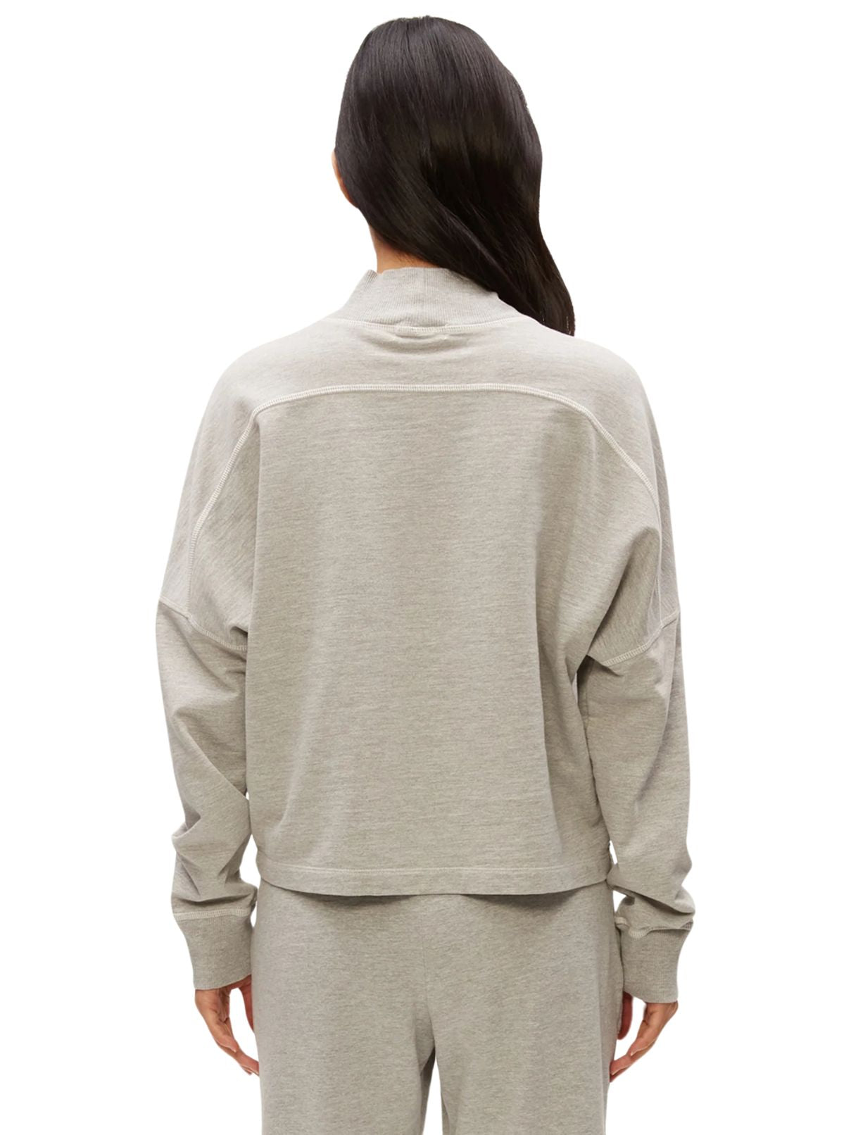 Michael Stars Mila Mock Neck Sweatshirt in Heather Grey