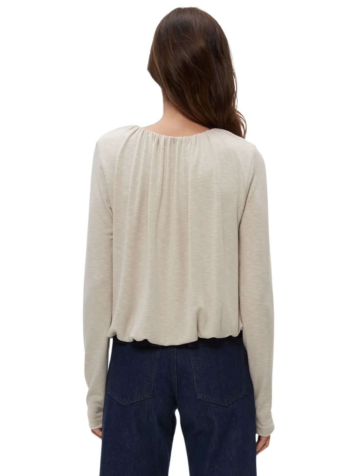 Michael Stars Sona L/S Bubble Top in Oatmeal