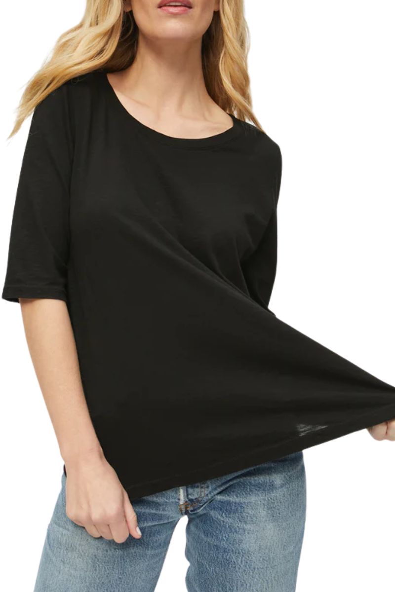 Michael Stars Swing Tee with Elbo Sleeve in Black