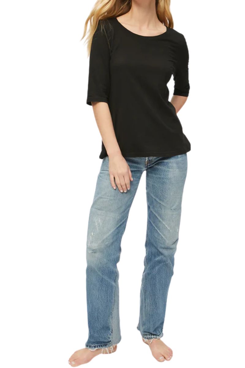 Michael Stars Swing Tee with Elbo Sleeve in Black