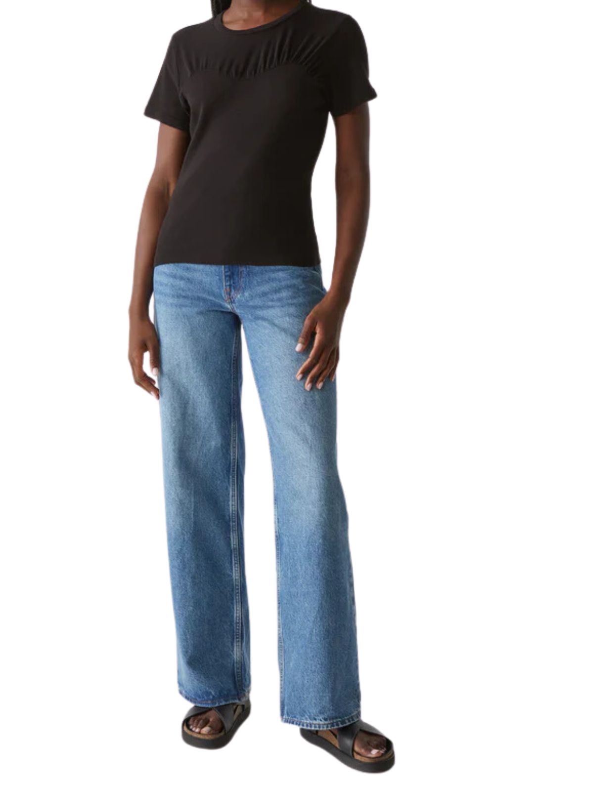 Michael Stars Victoria Shirred Top in Black