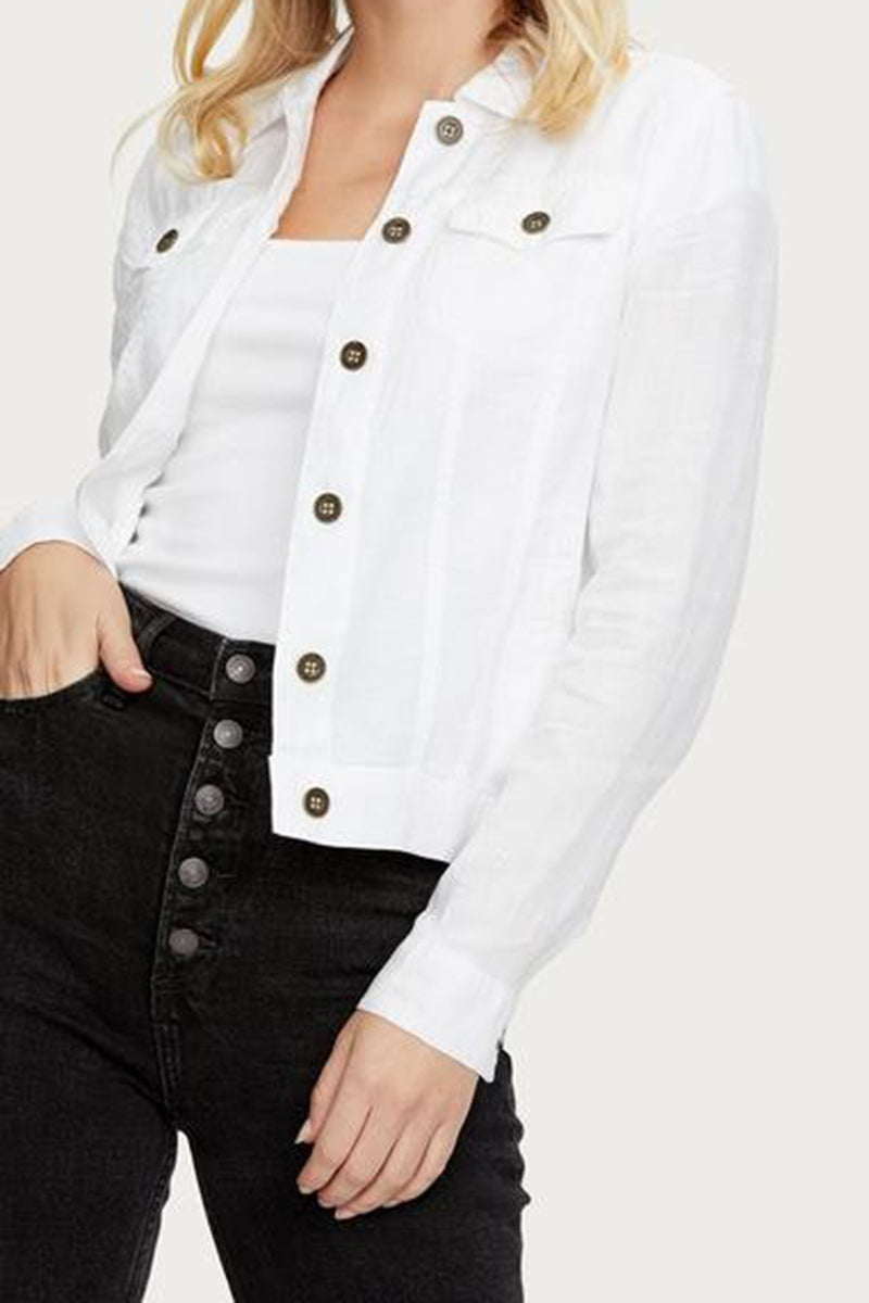 Michael Stars Woven Linen Jean Jacket in White