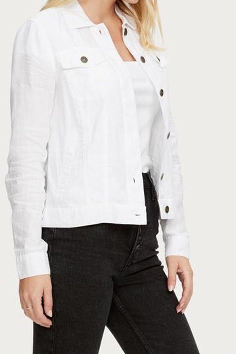 Michael Stars Woven Linen Jean Jacket in White
