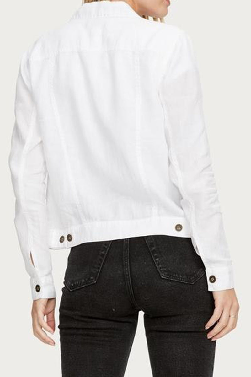 Michael Stars Woven Linen Jean Jacket in White