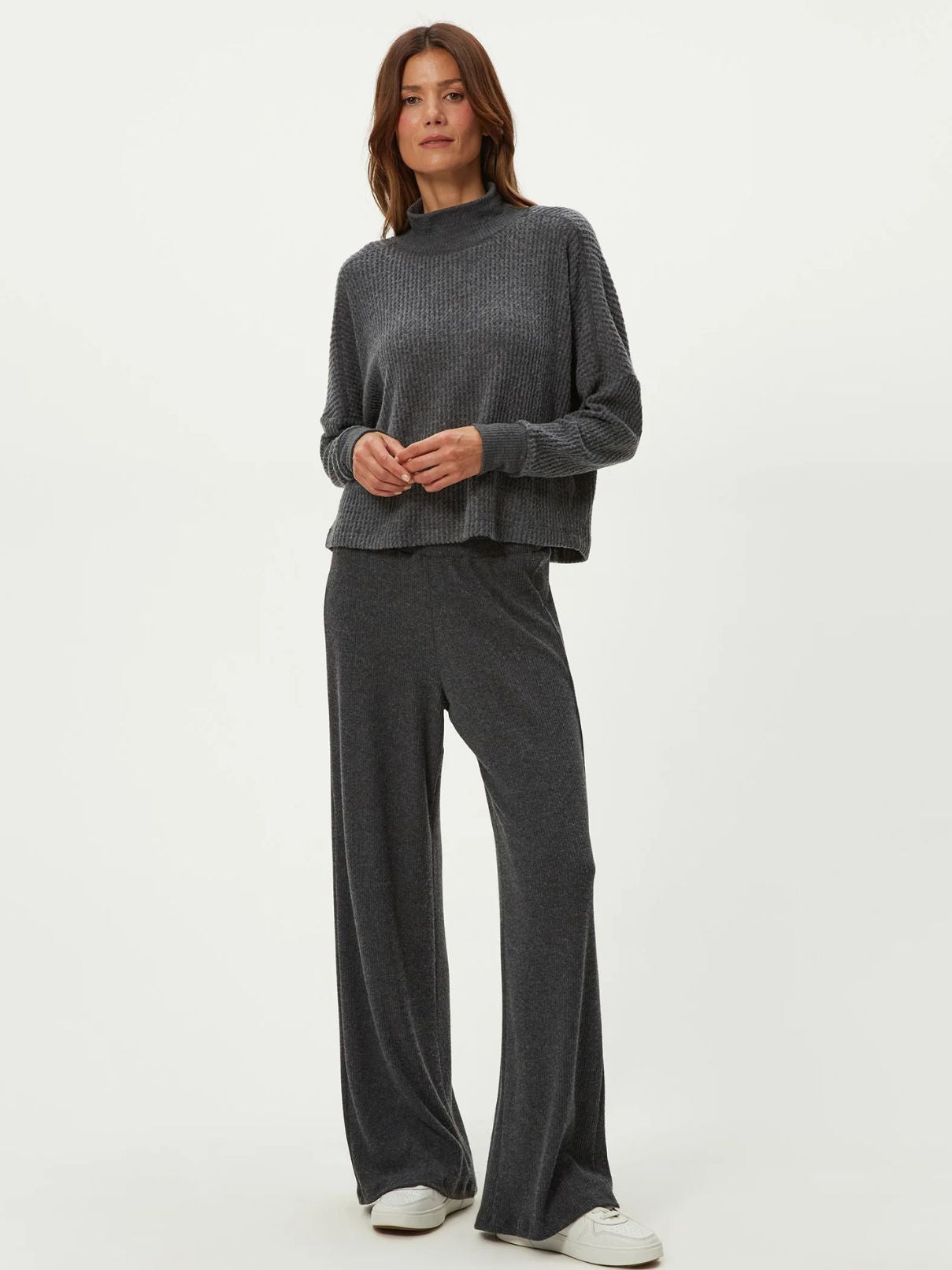 Michael Stars Wynn Mock Neck L/S in Charcoal