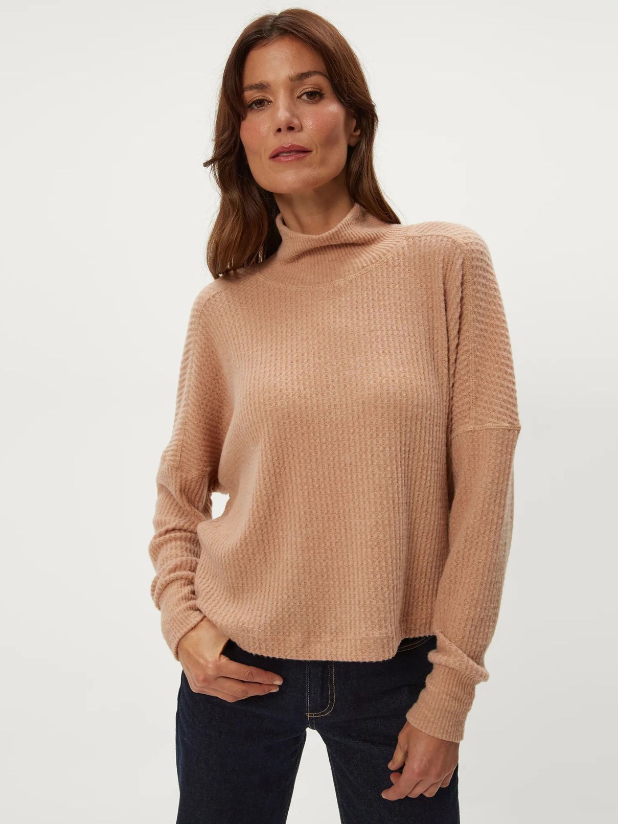 Michael Stars Wynn Mock Neck L/S in Cumin