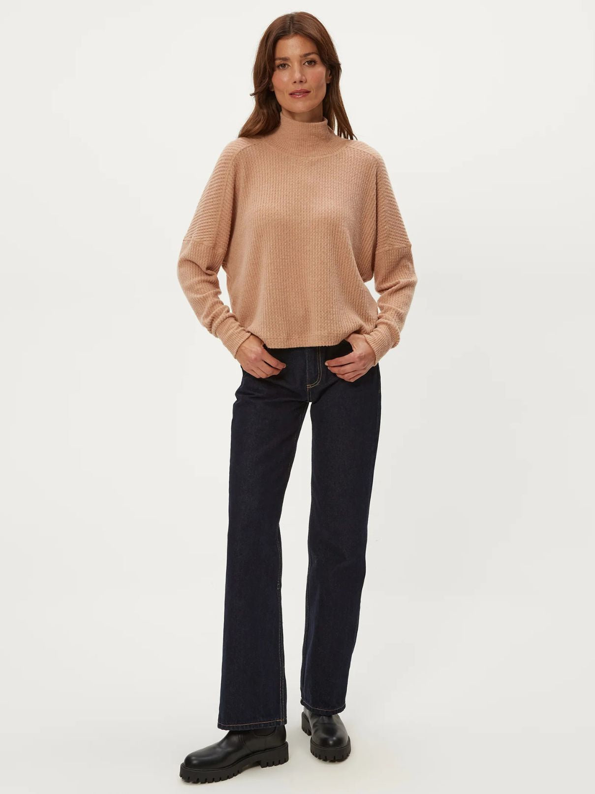 Michael Stars Wynn Mock Neck L/S in Cumin