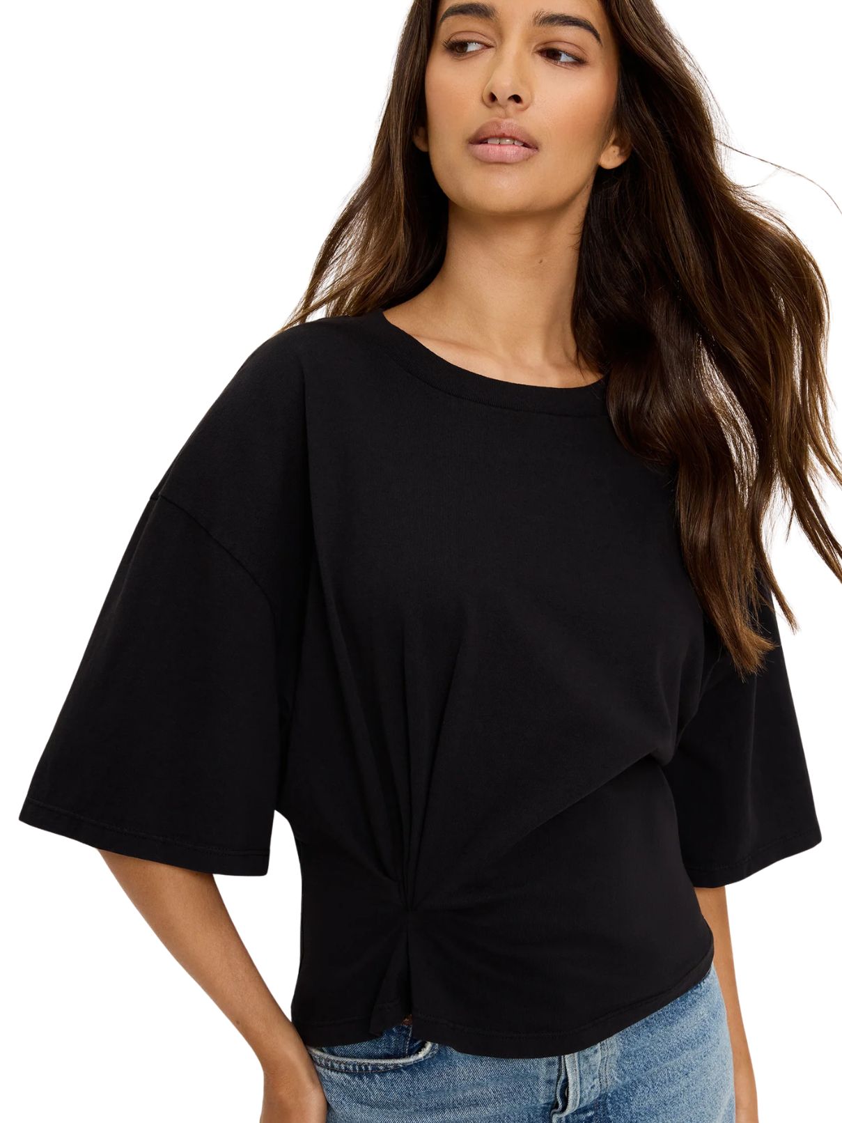 Michael Stars Zinnia Side Pleat Tee in Black