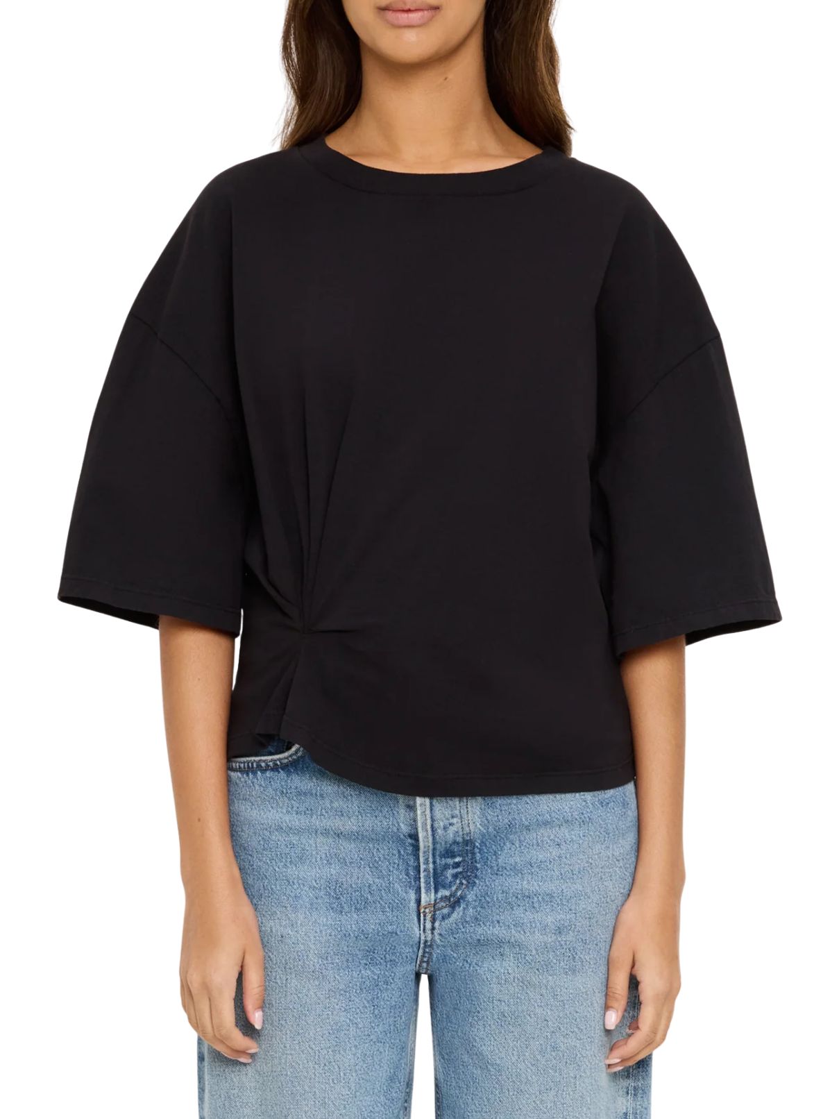 Michael Stars Zinnia Side Pleat Tee in Black