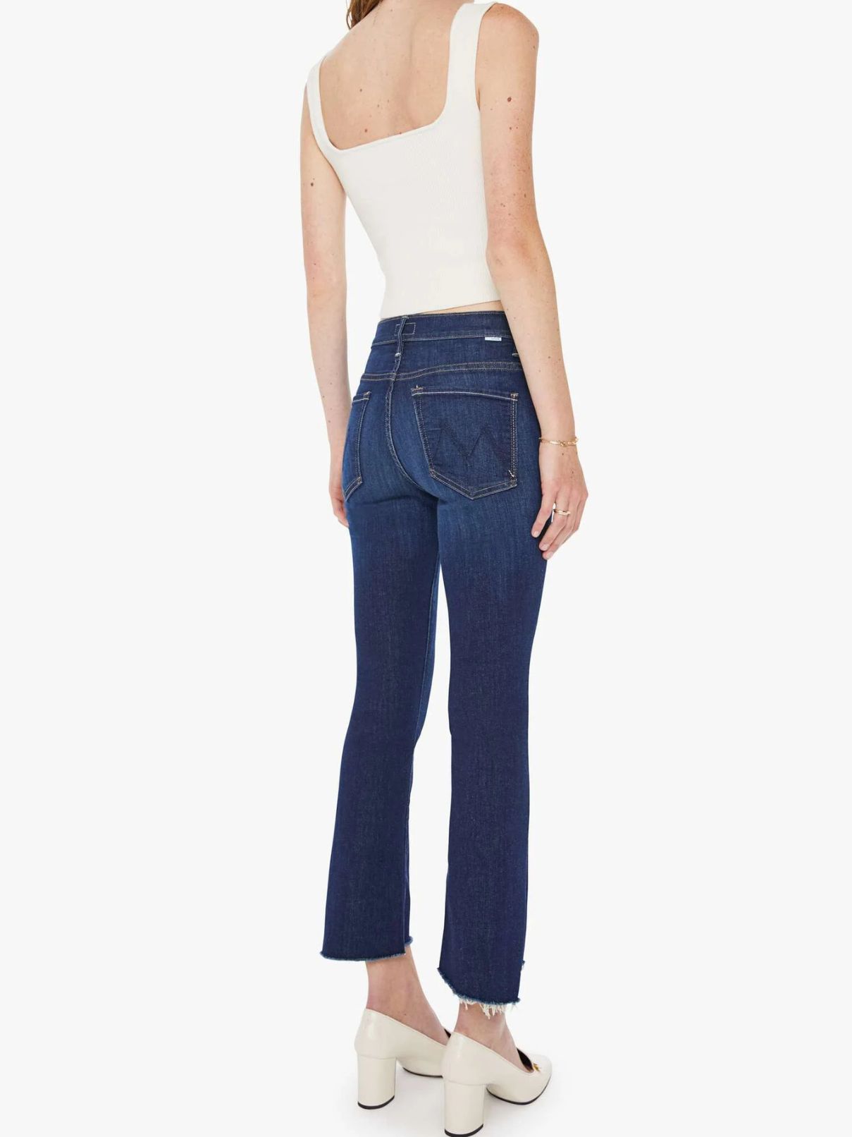 Mother Denim Insider Crop Step Fray in Off Limits