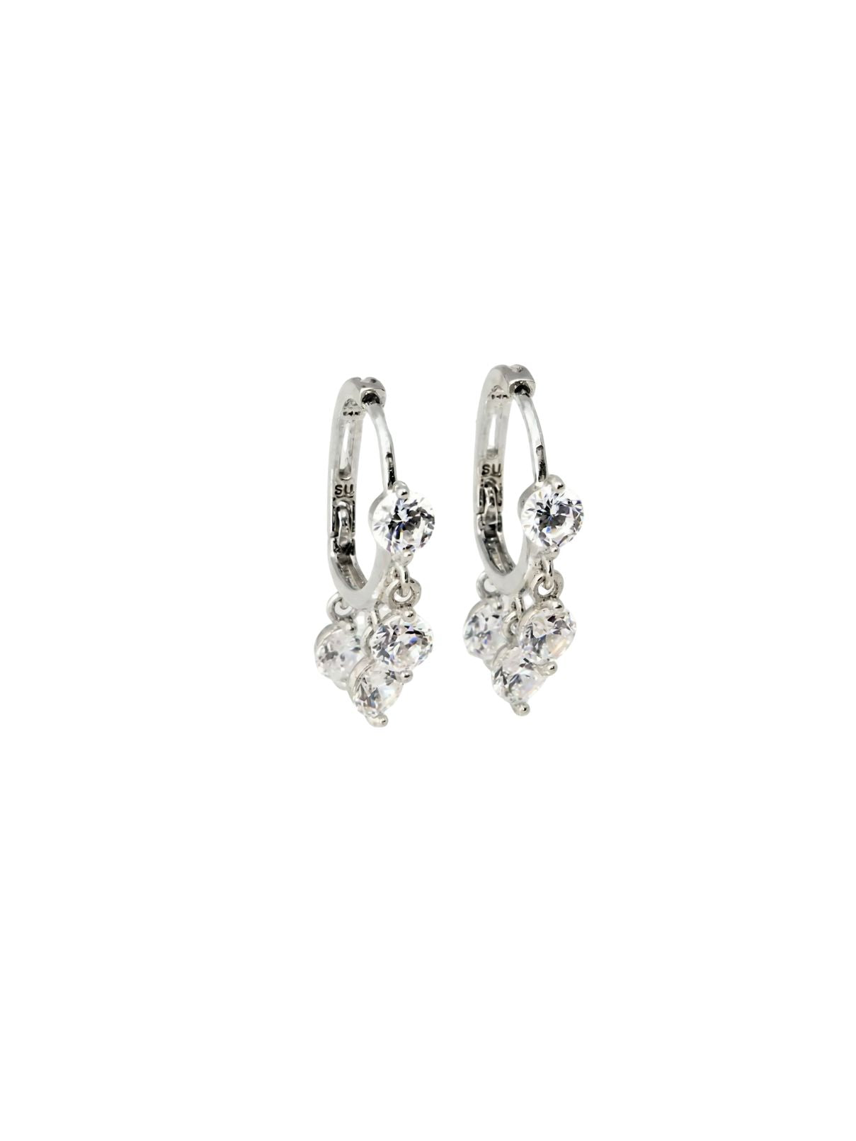 Native Gem Floating Diamond Huggies – Sterling Silver