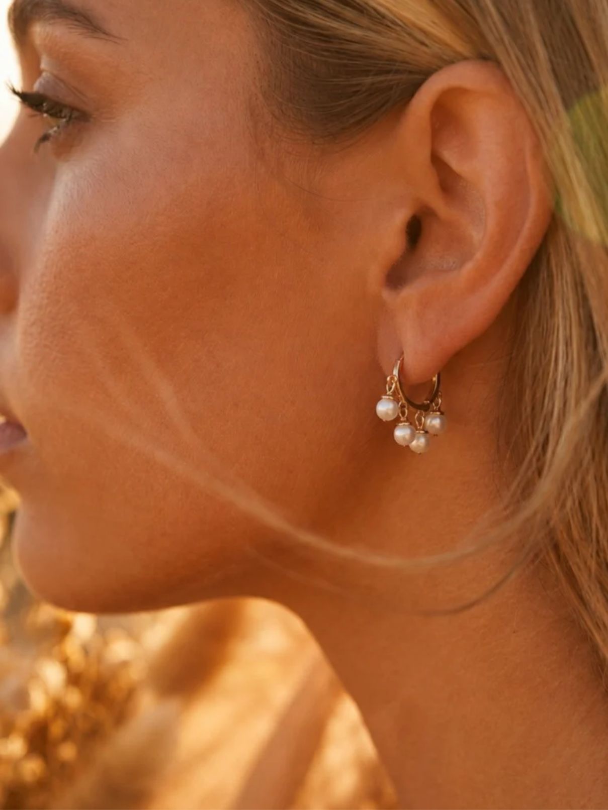 Native Gem Floating Pearl Huggies